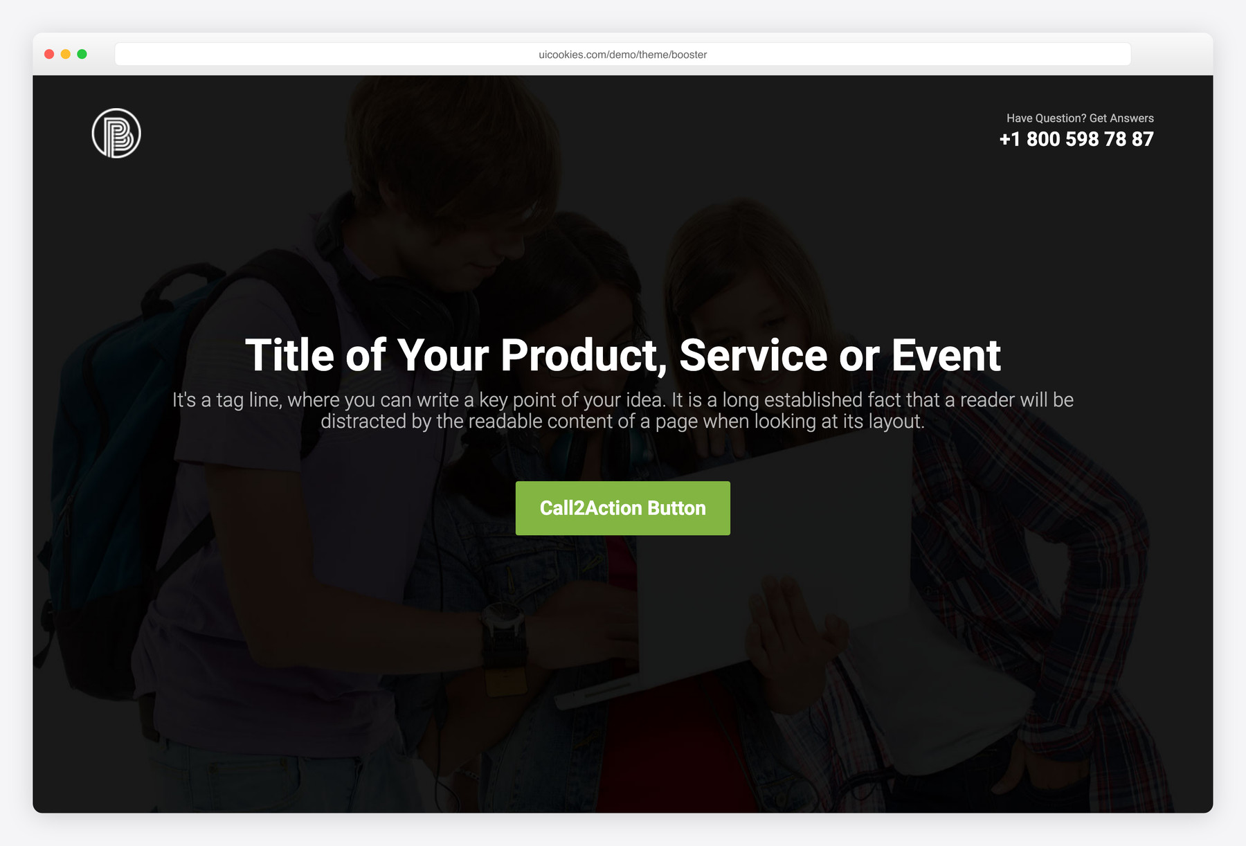 Booster — free landing page website template by uiCookies