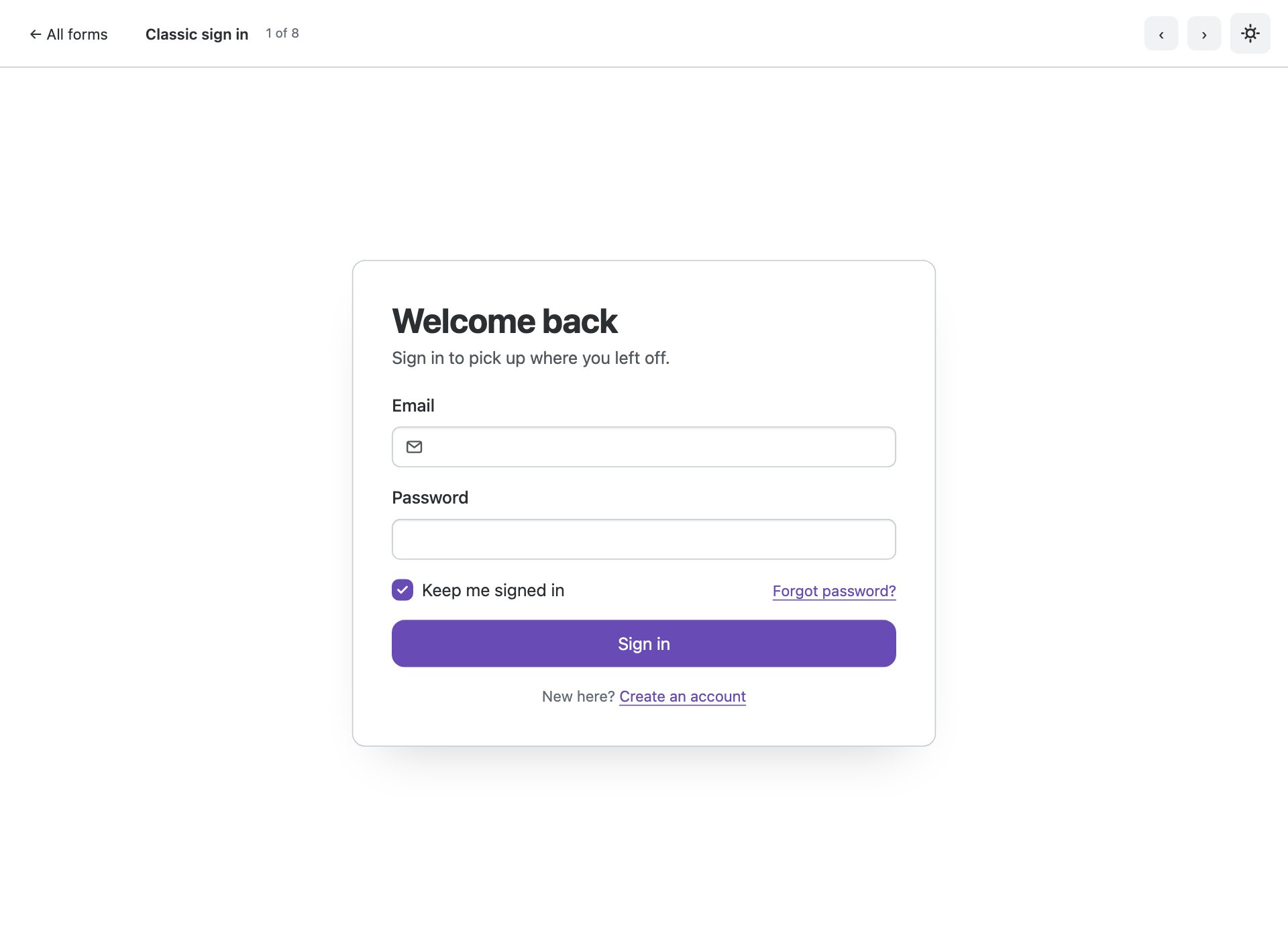 Classic sign in — free Bootstrap 6 template by uiCookies