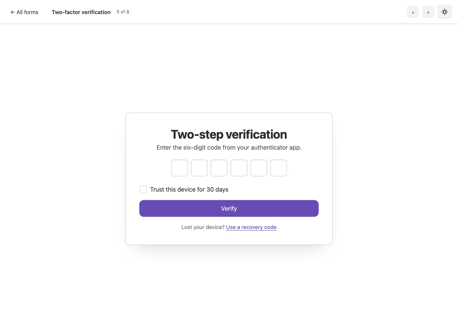 Two-factor verification — free Bootstrap 6 template by uiCookies