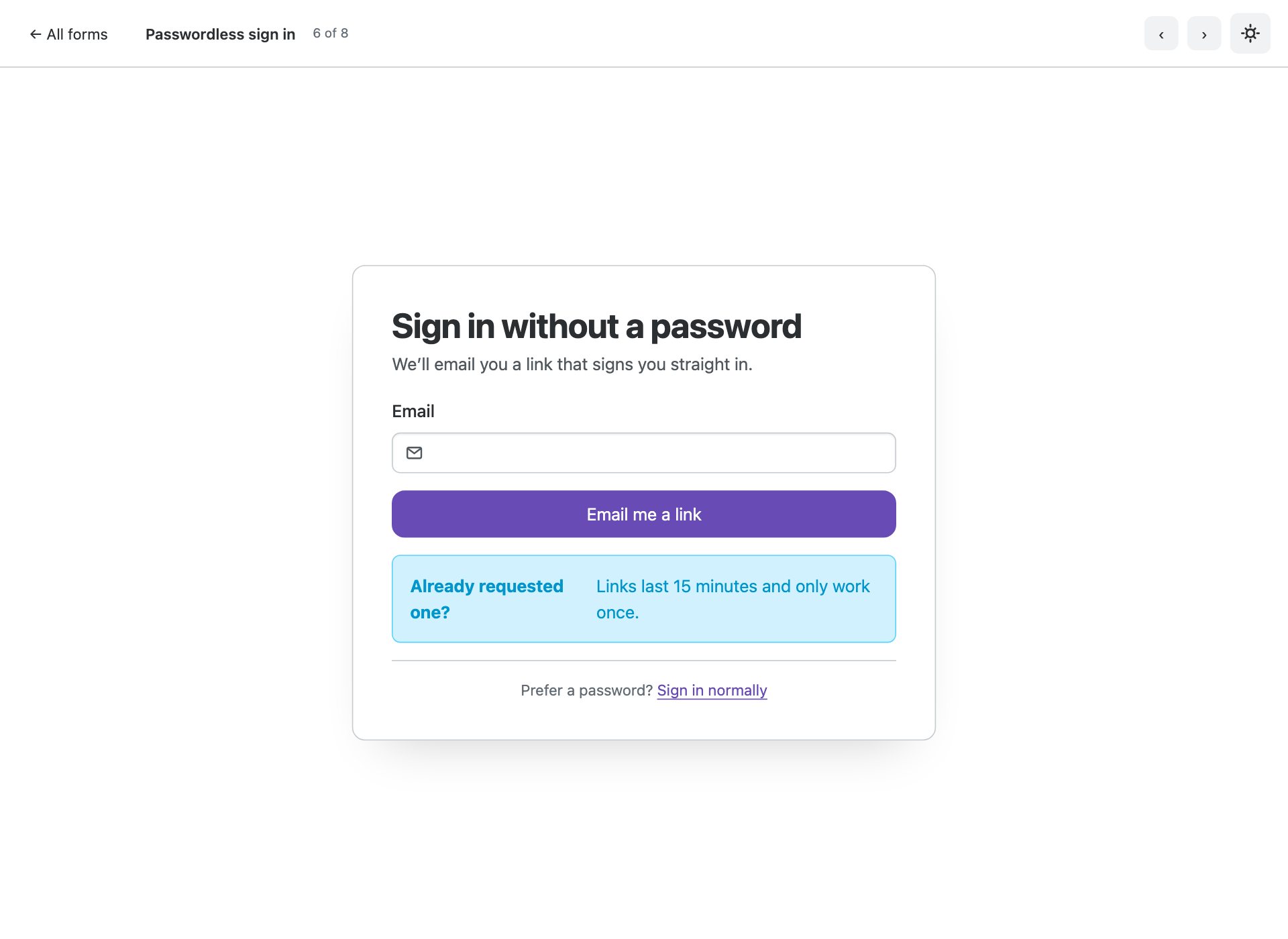 Passwordless sign in — free Bootstrap 6 template by uiCookies