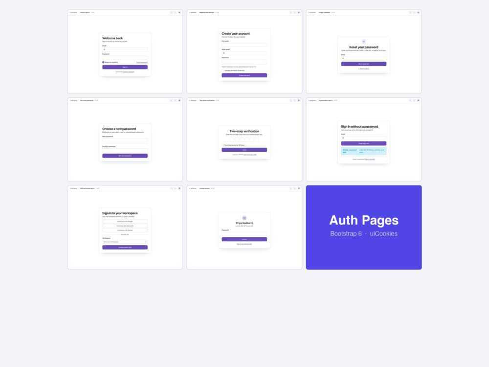 Bootstrap 6 auth showcase template by uiCookies