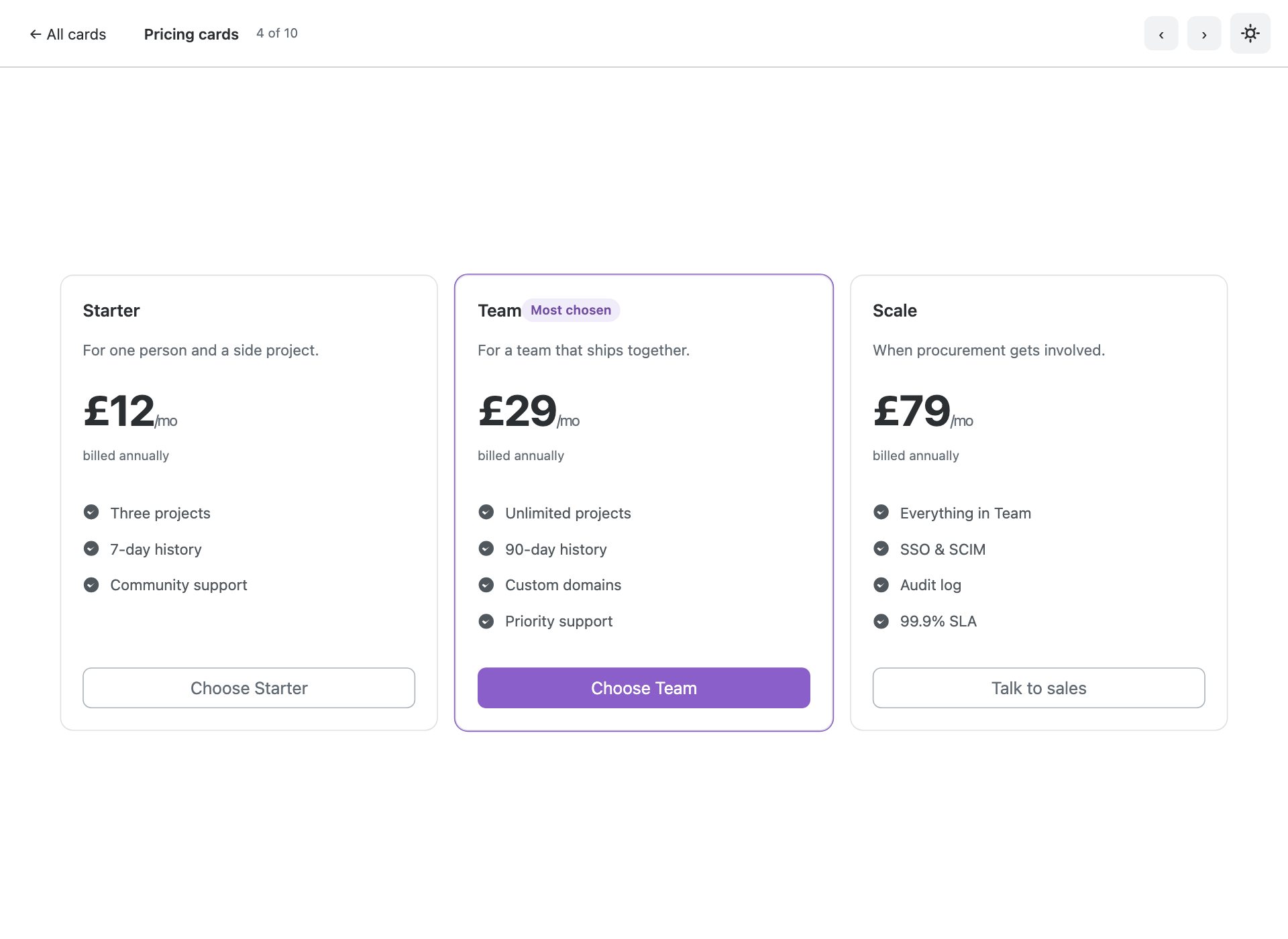 Pricing cards — free Bootstrap 6 template by uiCookies