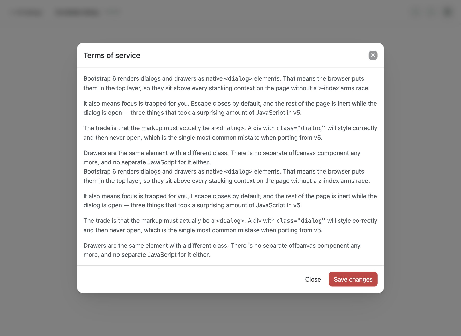 Scrollable dialog — free Bootstrap 6 template by uiCookies