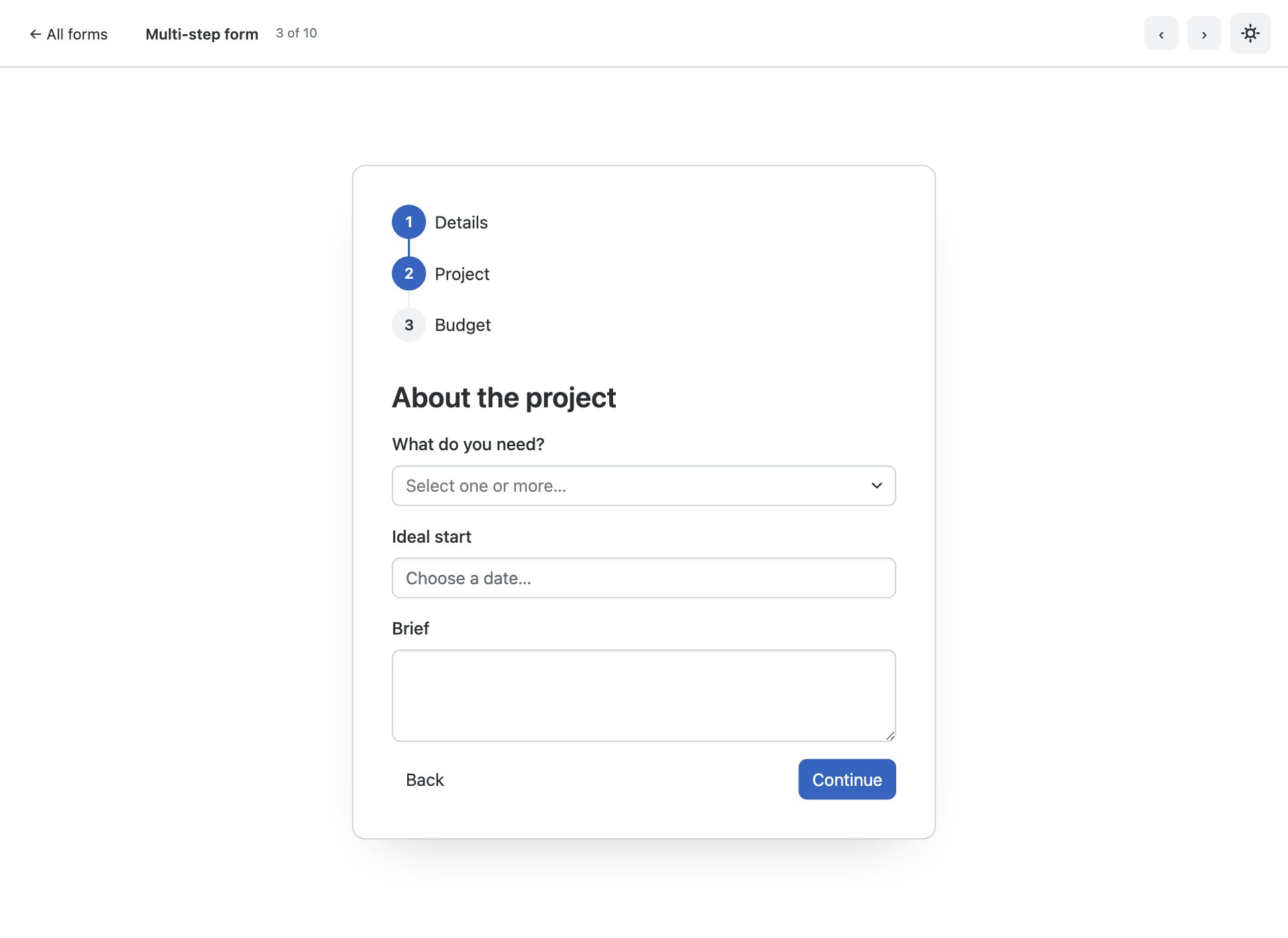 Multi-step form — free Bootstrap 6 template by uiCookies