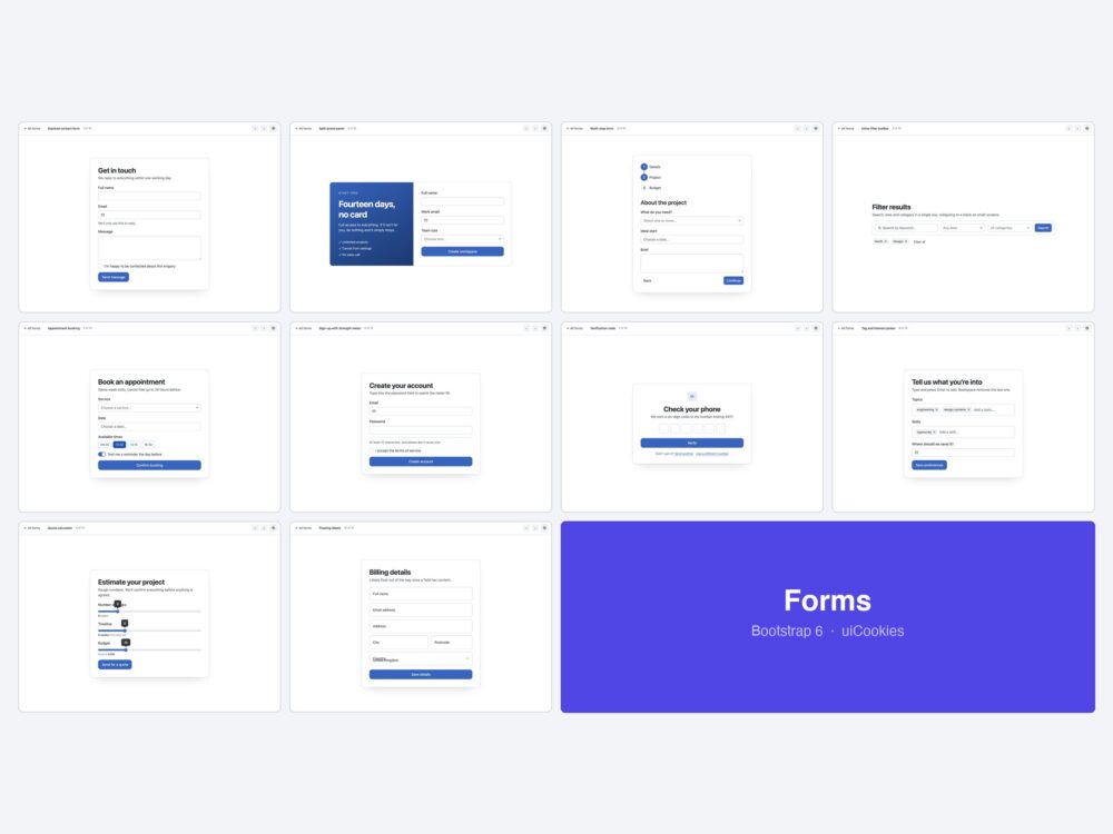 Bootstrap 6 forms showcase template by uiCookies