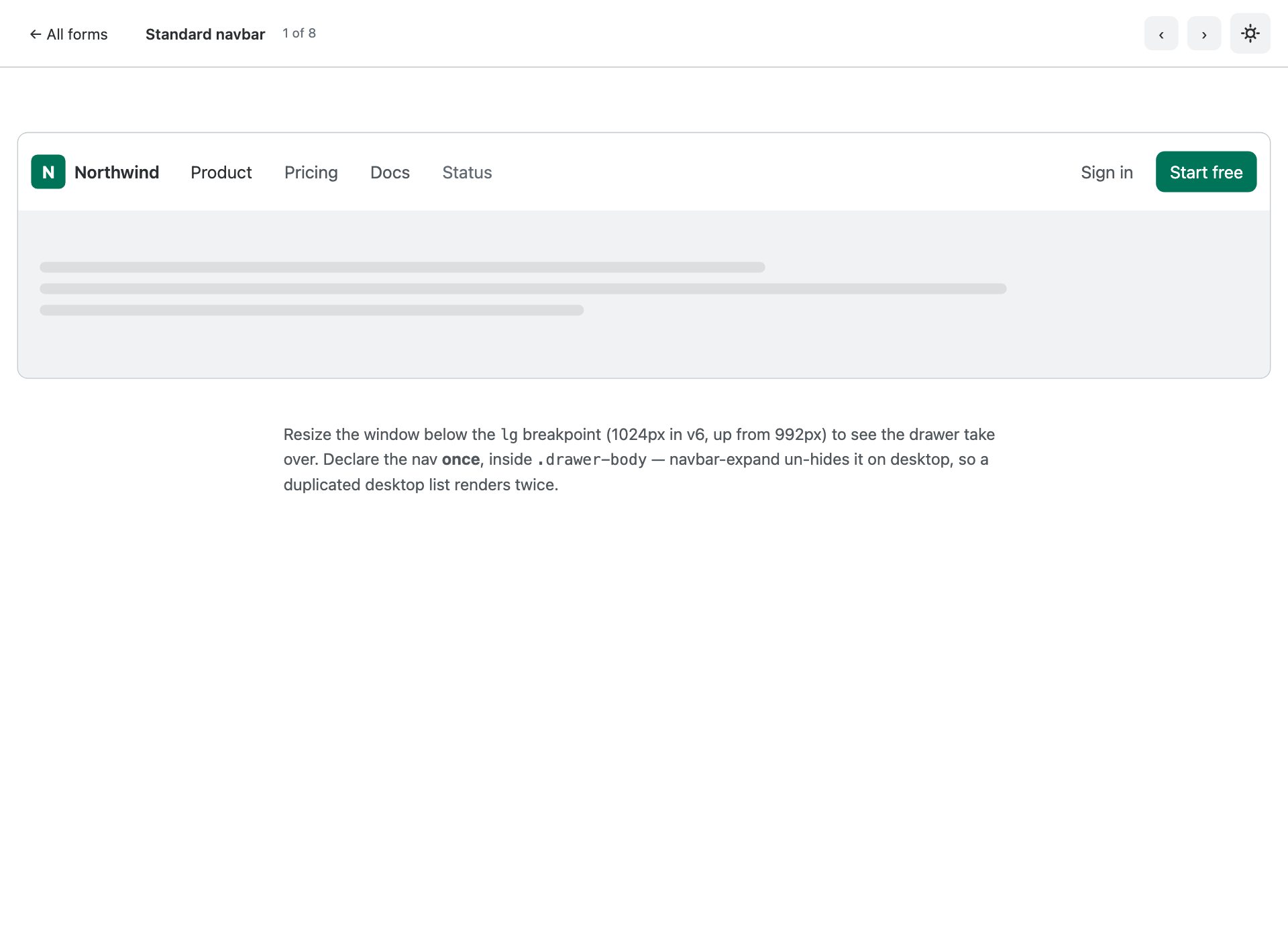 Standard navbar — free Bootstrap 6 template by uiCookies