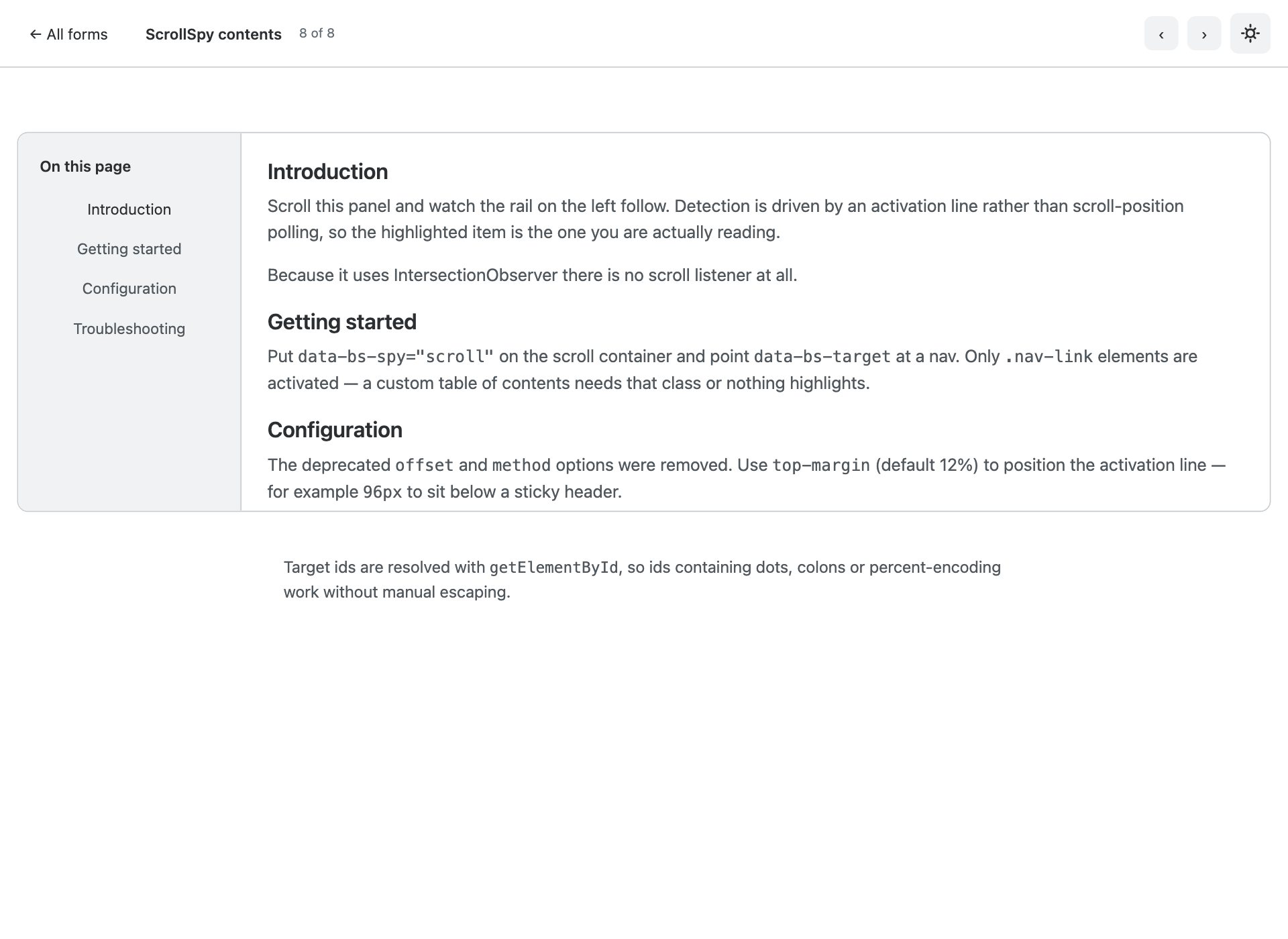 ScrollSpy contents — free Bootstrap 6 template by uiCookies