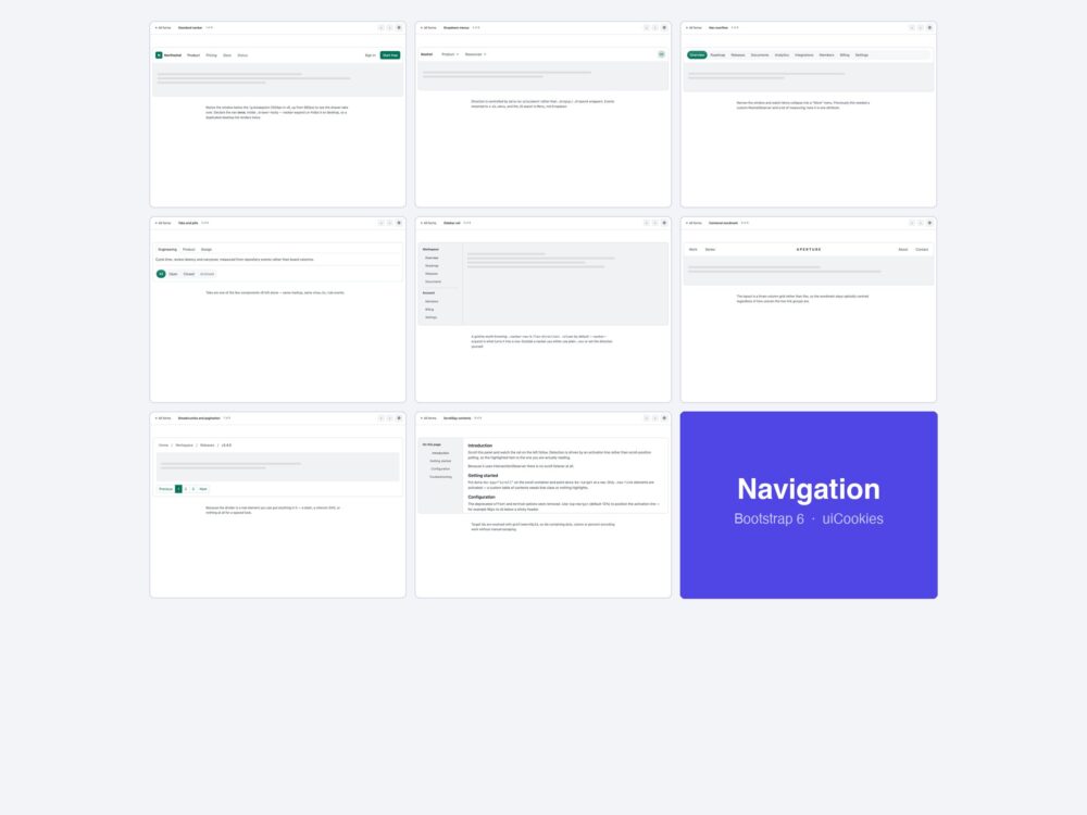 Bootstrap 6 navigation showcase template by uiCookies