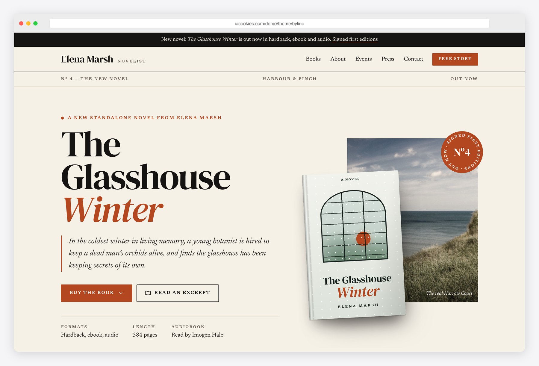 Byline — Free Author Website Template preview