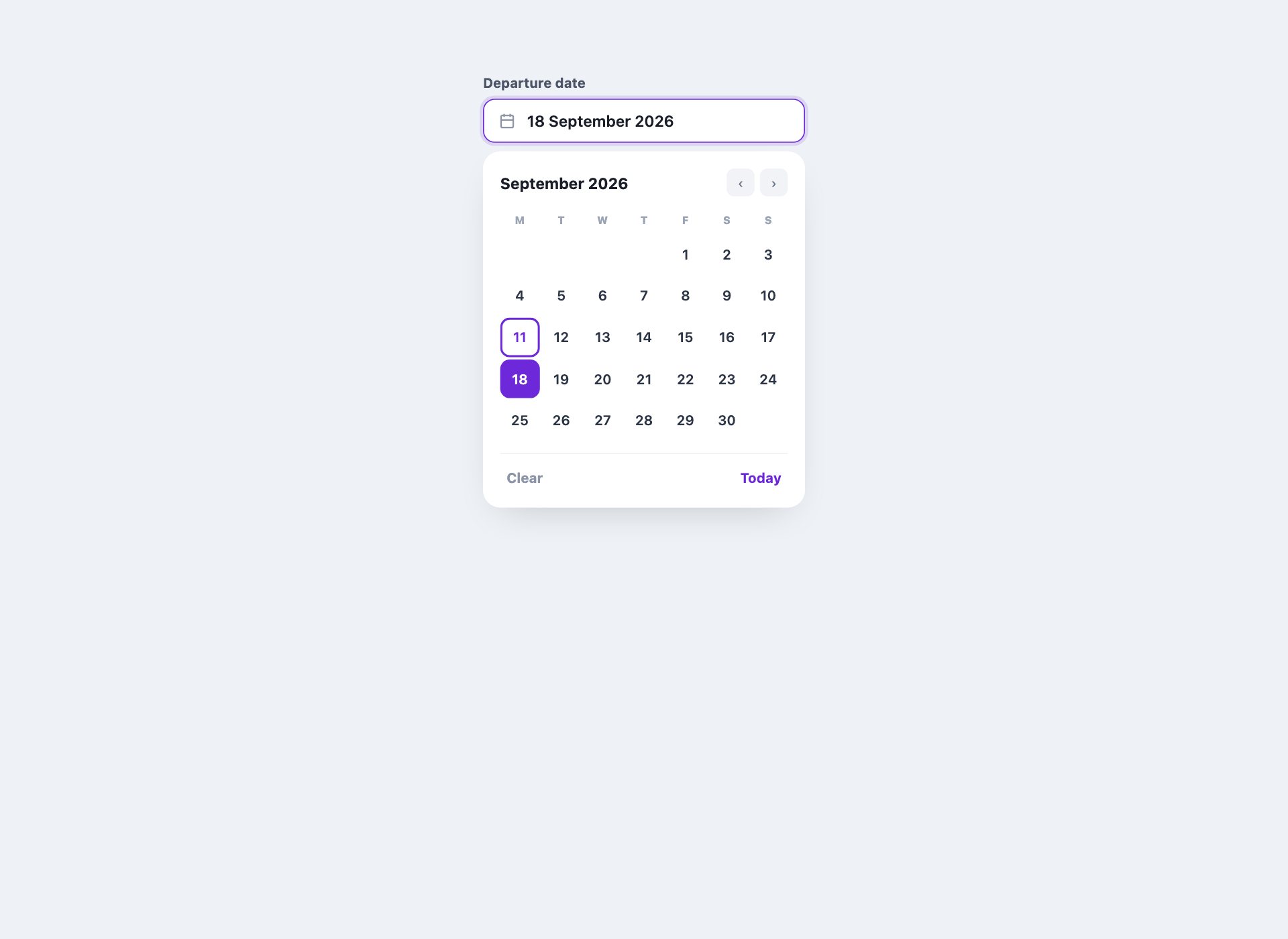 Date Picker Input — free HTML calendar template by uiCookies