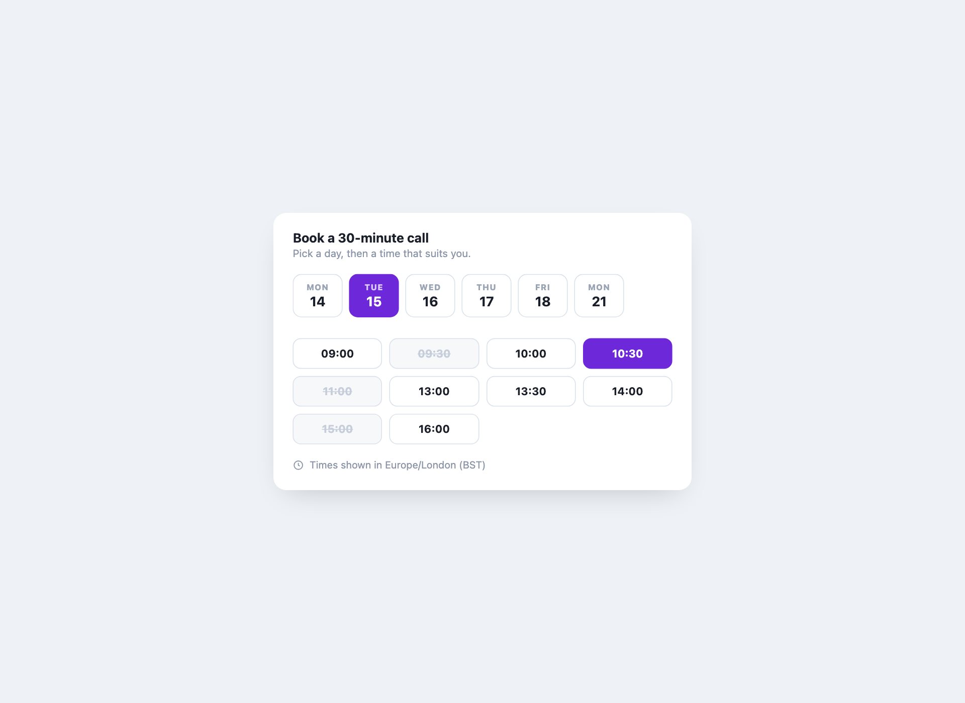 Appointment Time Slots — free HTML calendar template by uiCookies