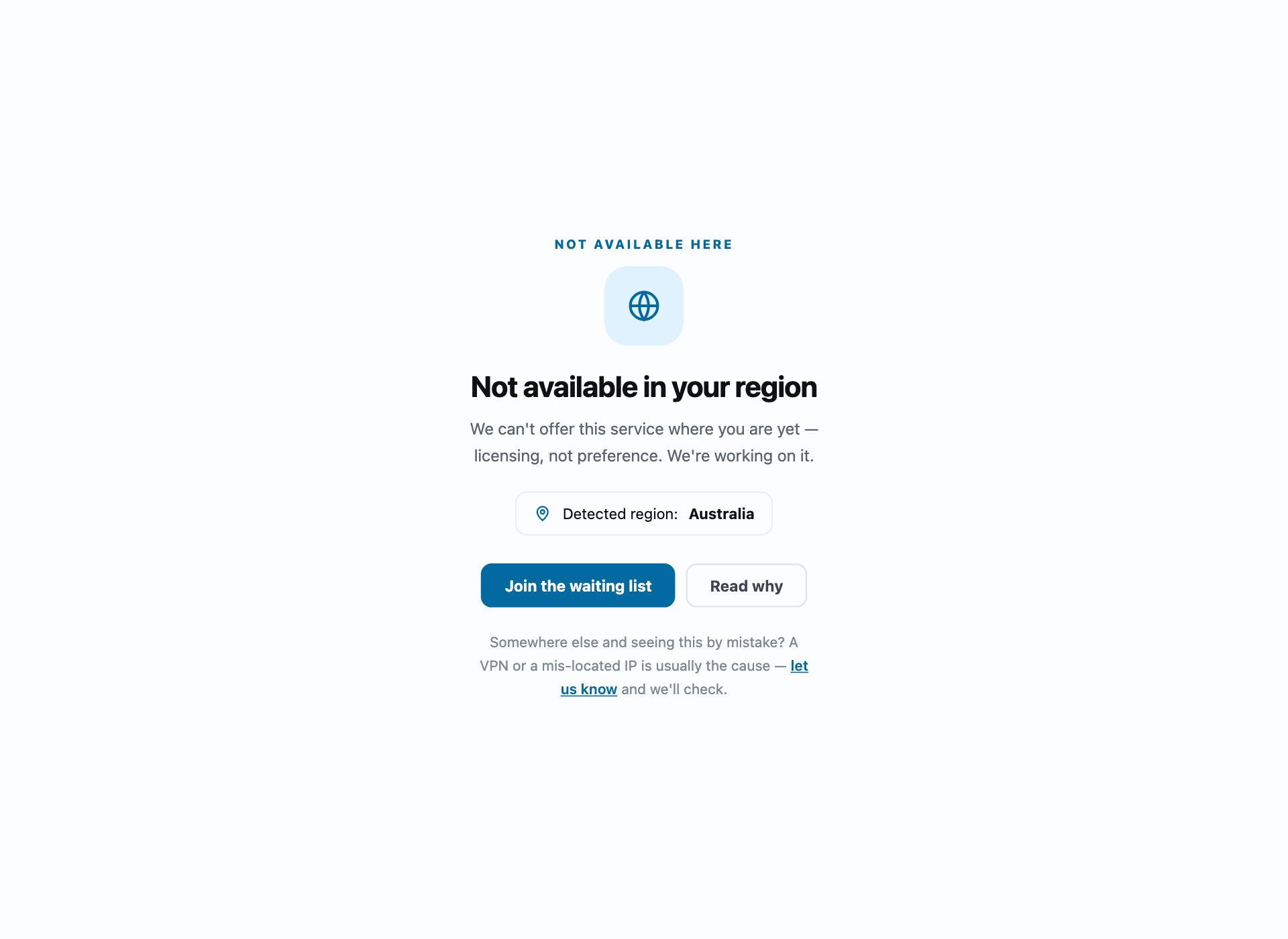 Region Unavailable — free error page template by uiCookies