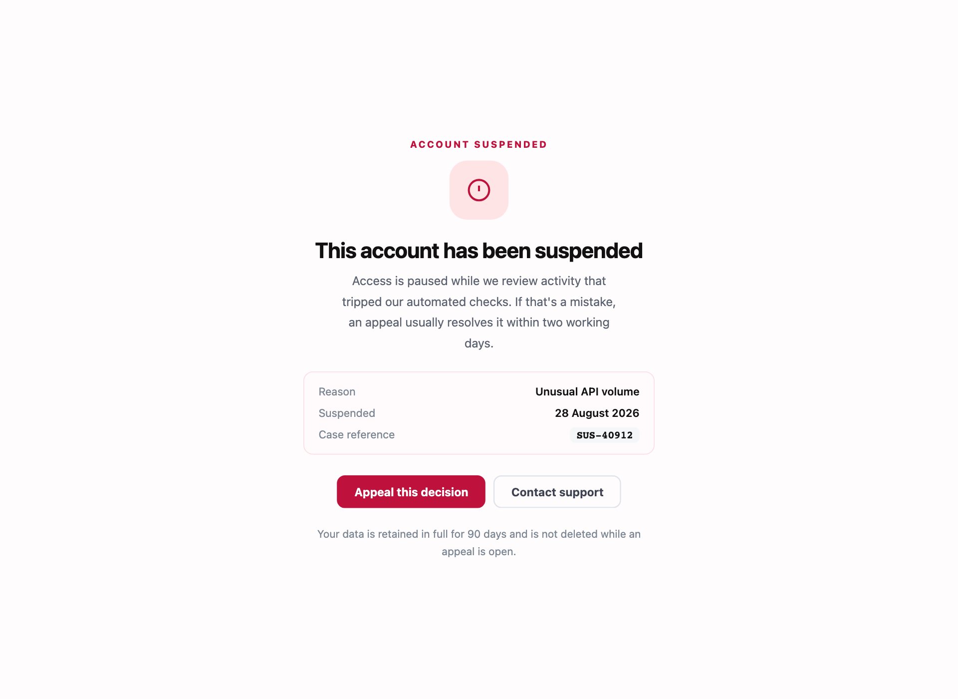 Account Suspended — free error page template by uiCookies