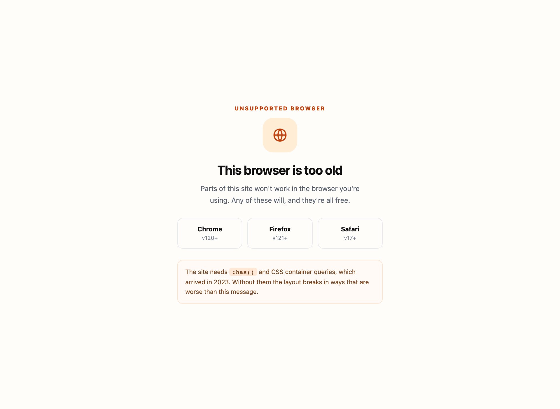 Unsupported Browser — free error page template by uiCookies