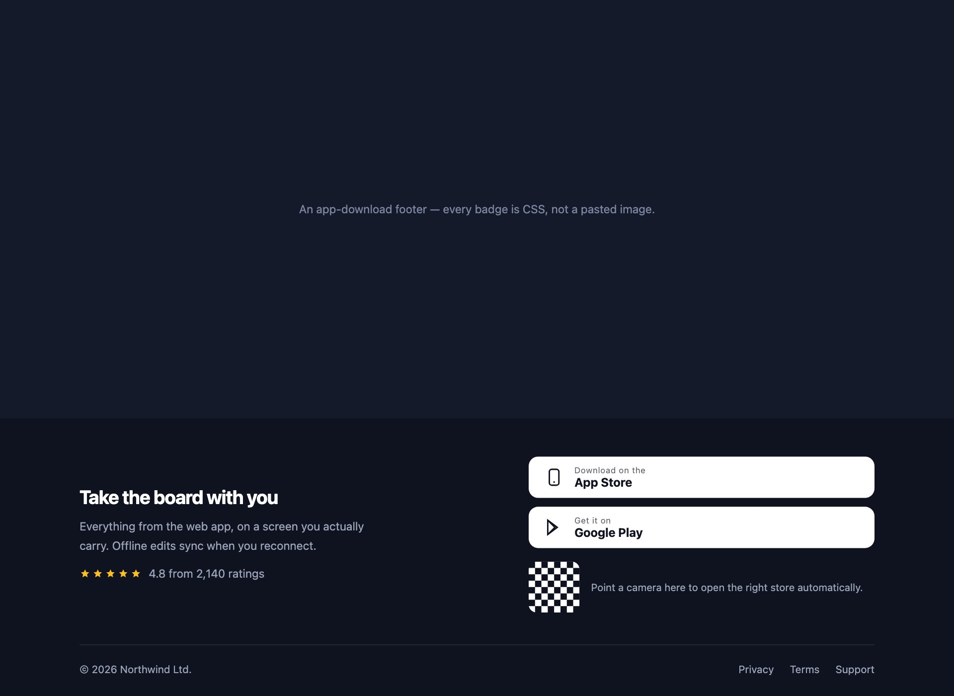 App Download Footer — free website footer template by uiCookies