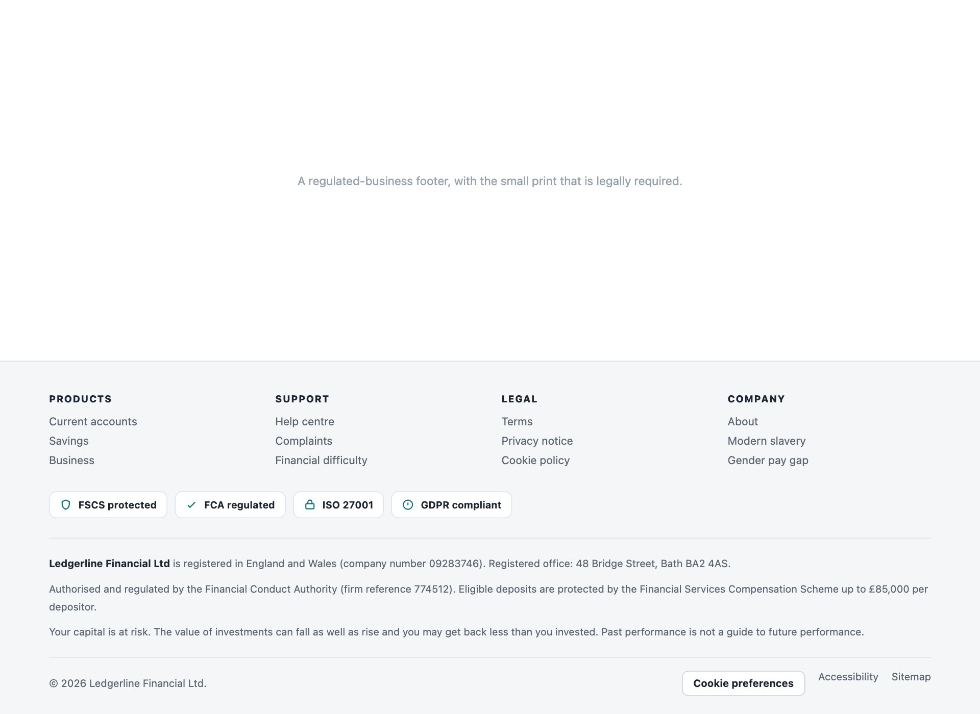 Compliance Footer — free website footer template by uiCookies
