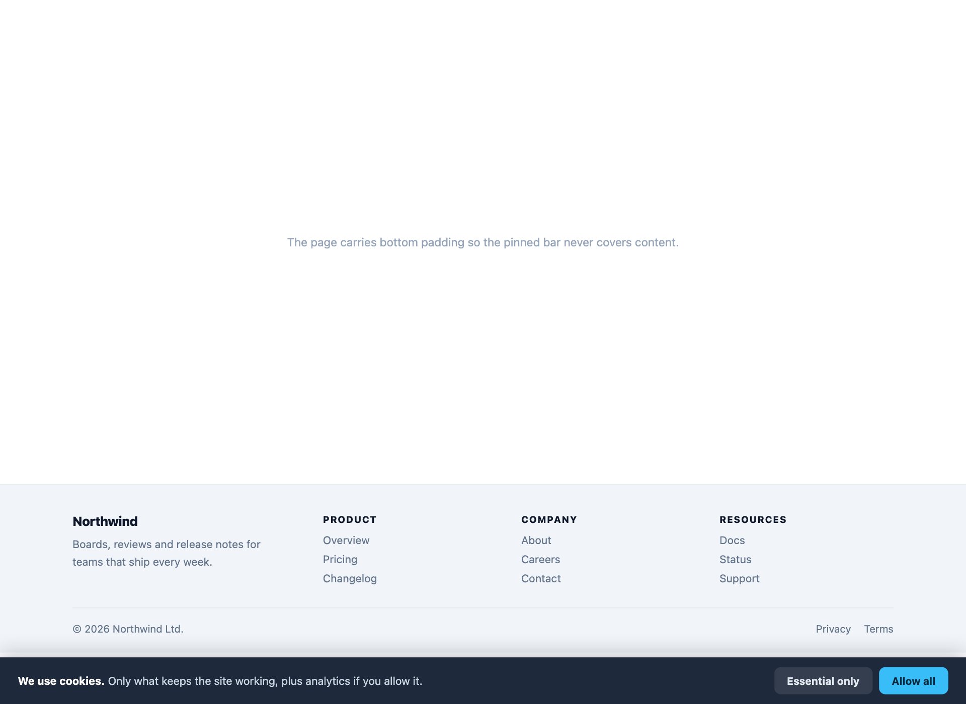 Sticky Bar Plus Footer — free website footer template by uiCookies