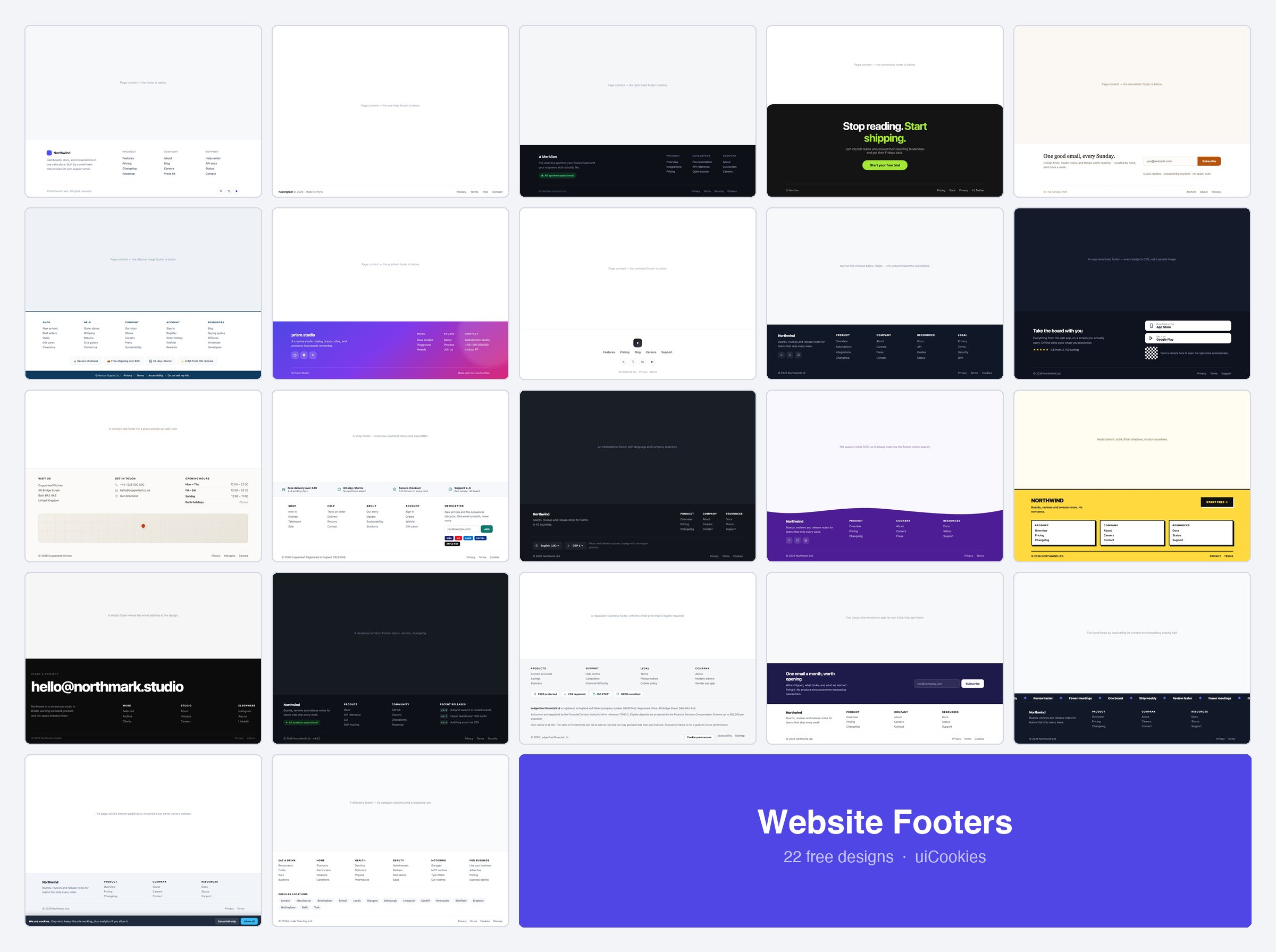 22 free website footer templates by uiCookies