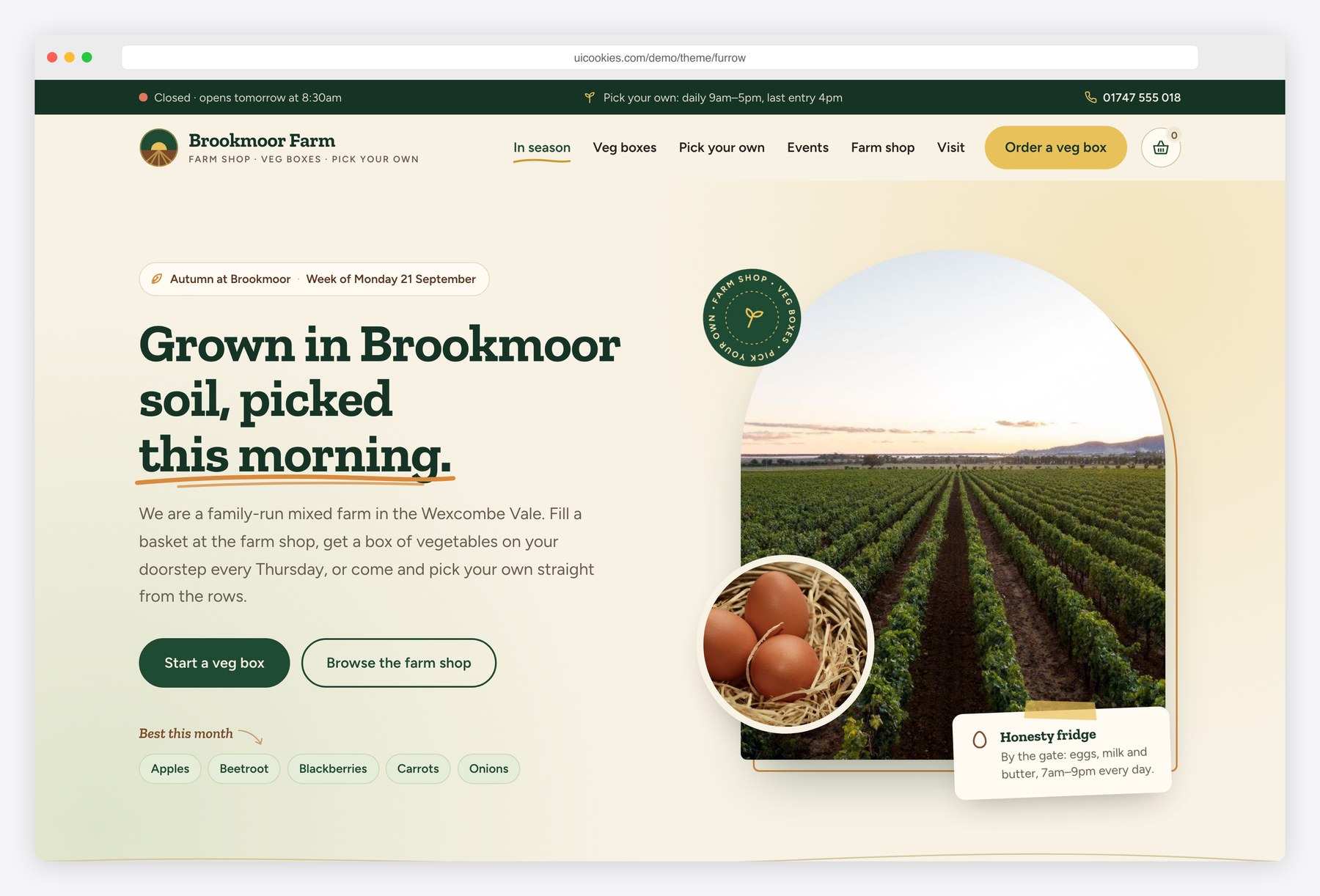 Furrow — Free Farm Website Template preview