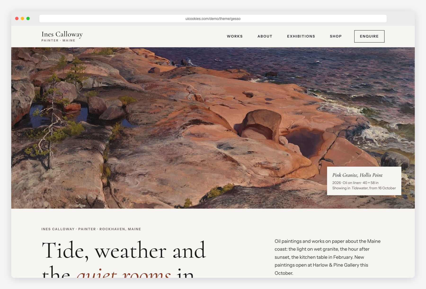 Gesso — Free Artist Portfolio Website Template preview