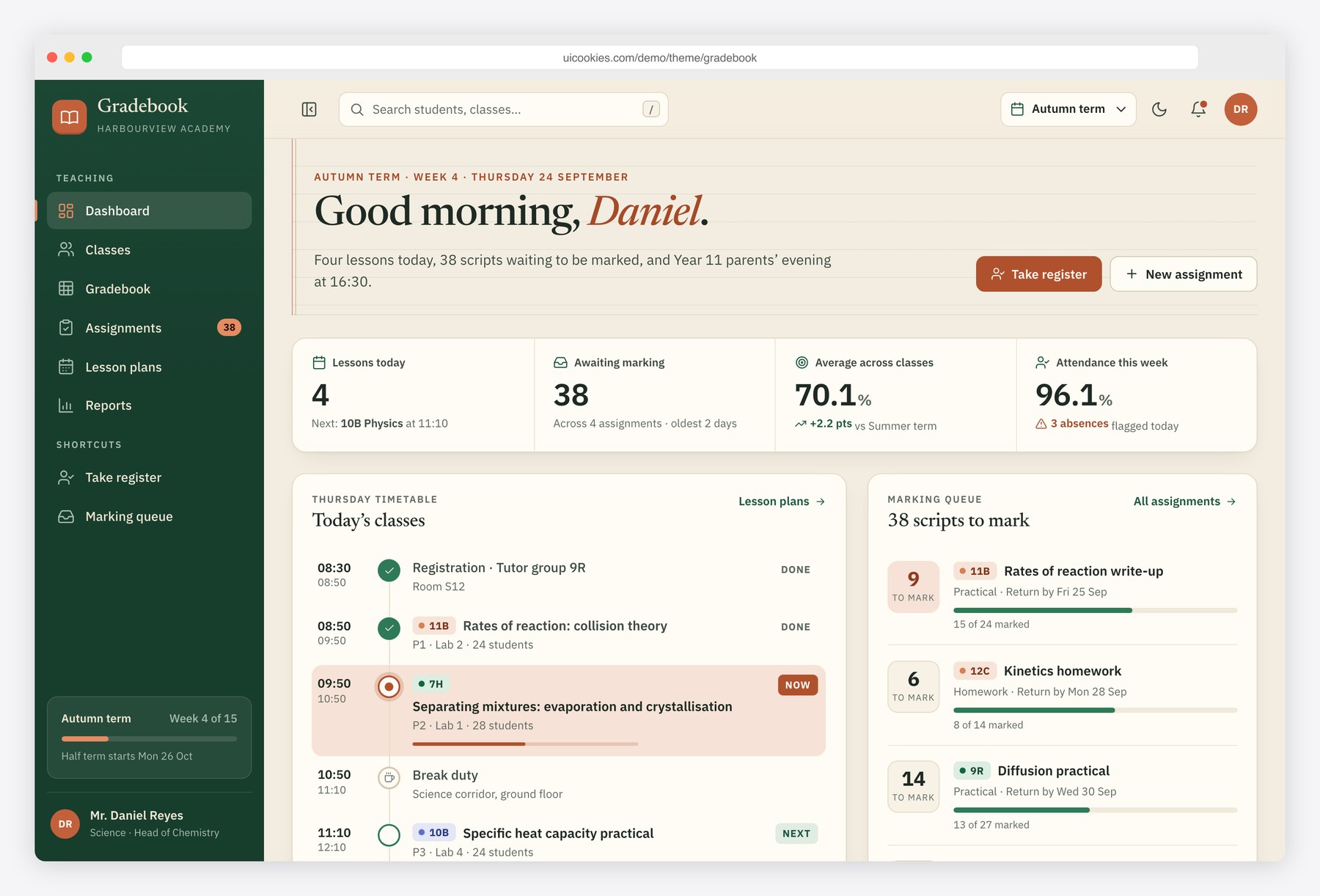 Gradebook — Free Teacher Dashboard Template preview