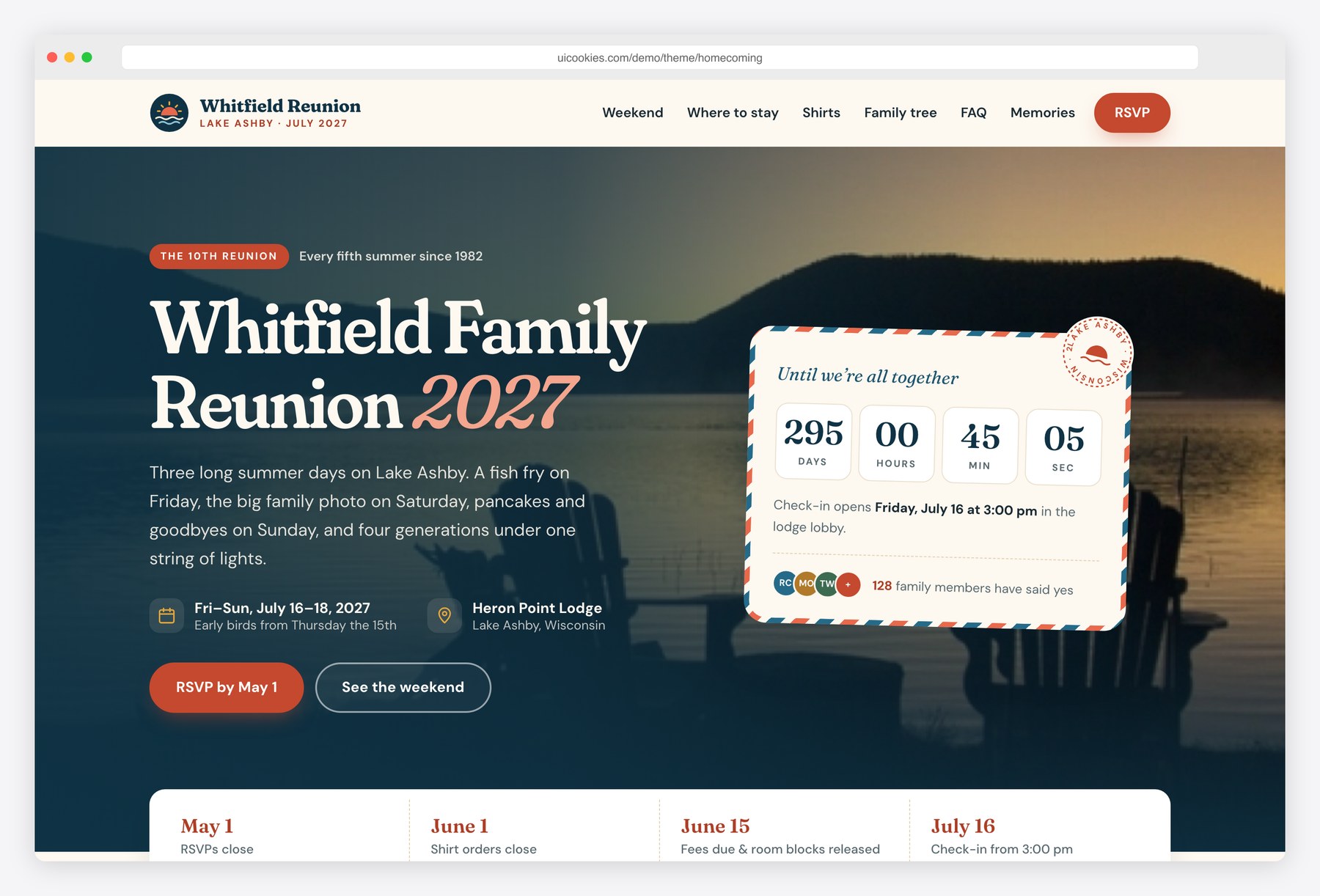 Homecoming — Free Family Reunion Website Template preview