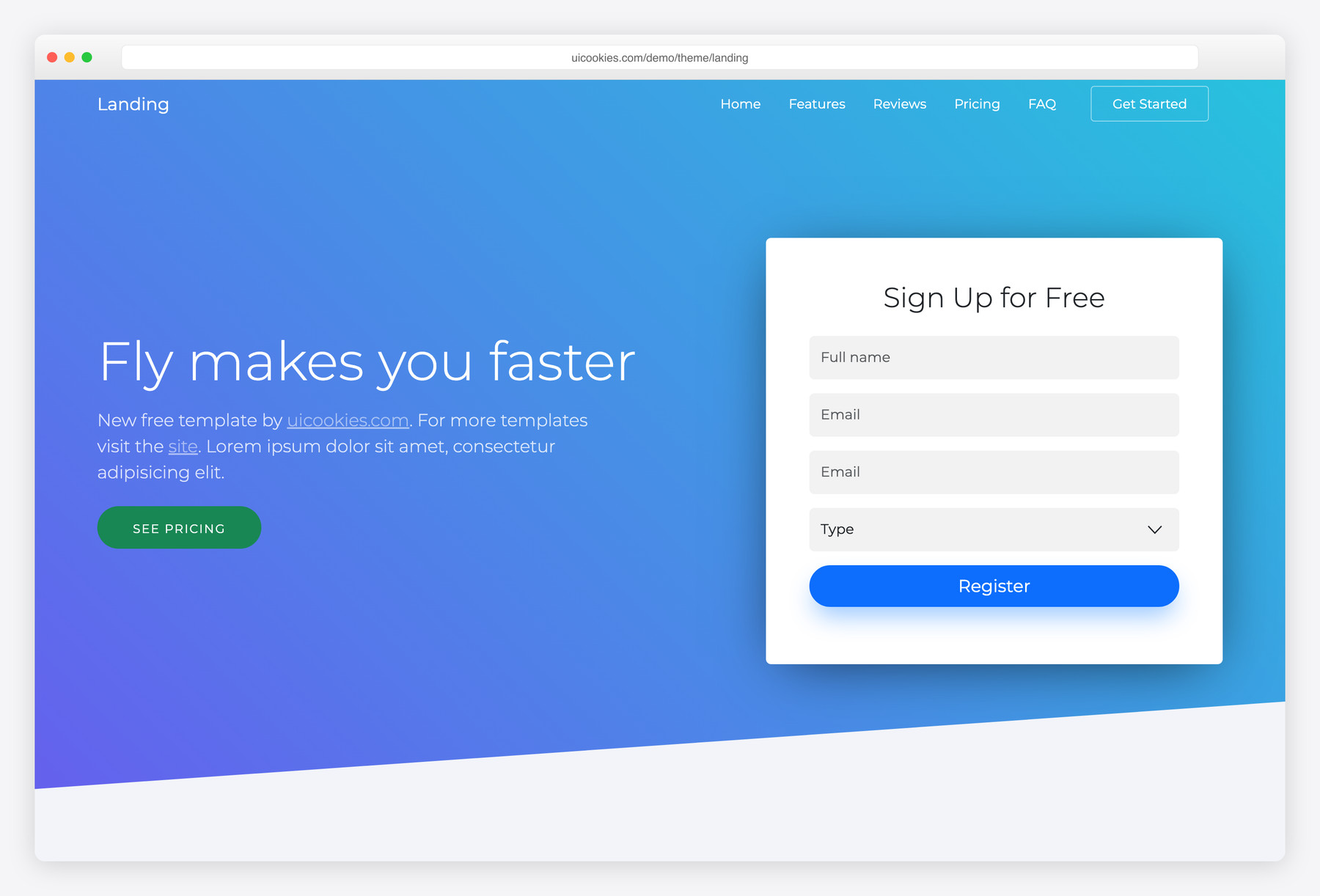 Landing — free landing page website template by uiCookies