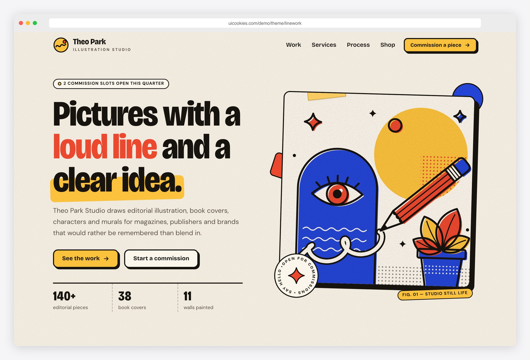 Linework — Free Illustrator Portfolio Website Template preview