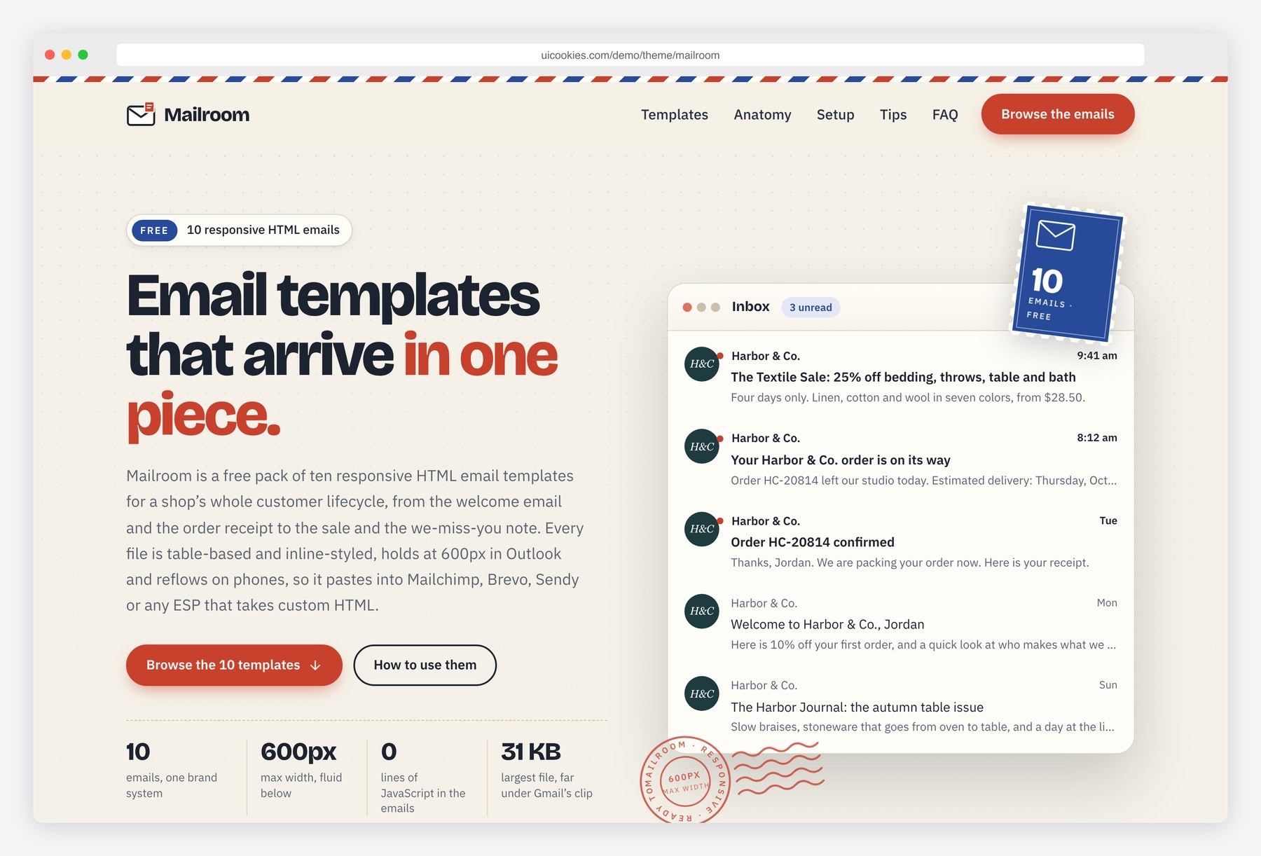 Mailroom — Free Responsive HTML Email Templates preview