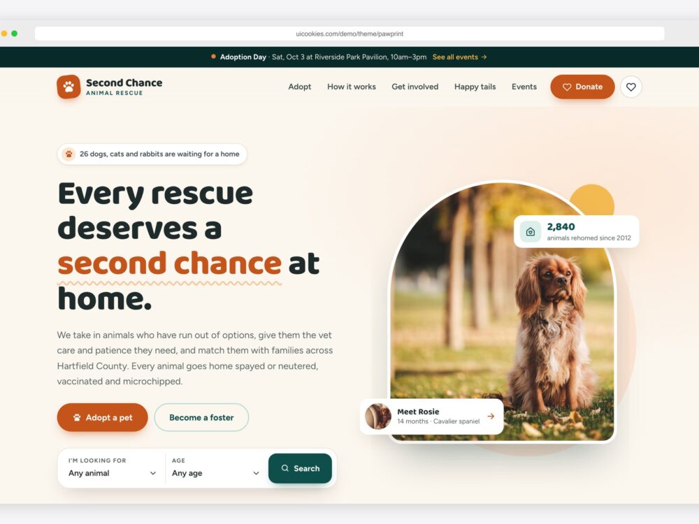 Pawprint — Free Animal Rescue Website Template preview