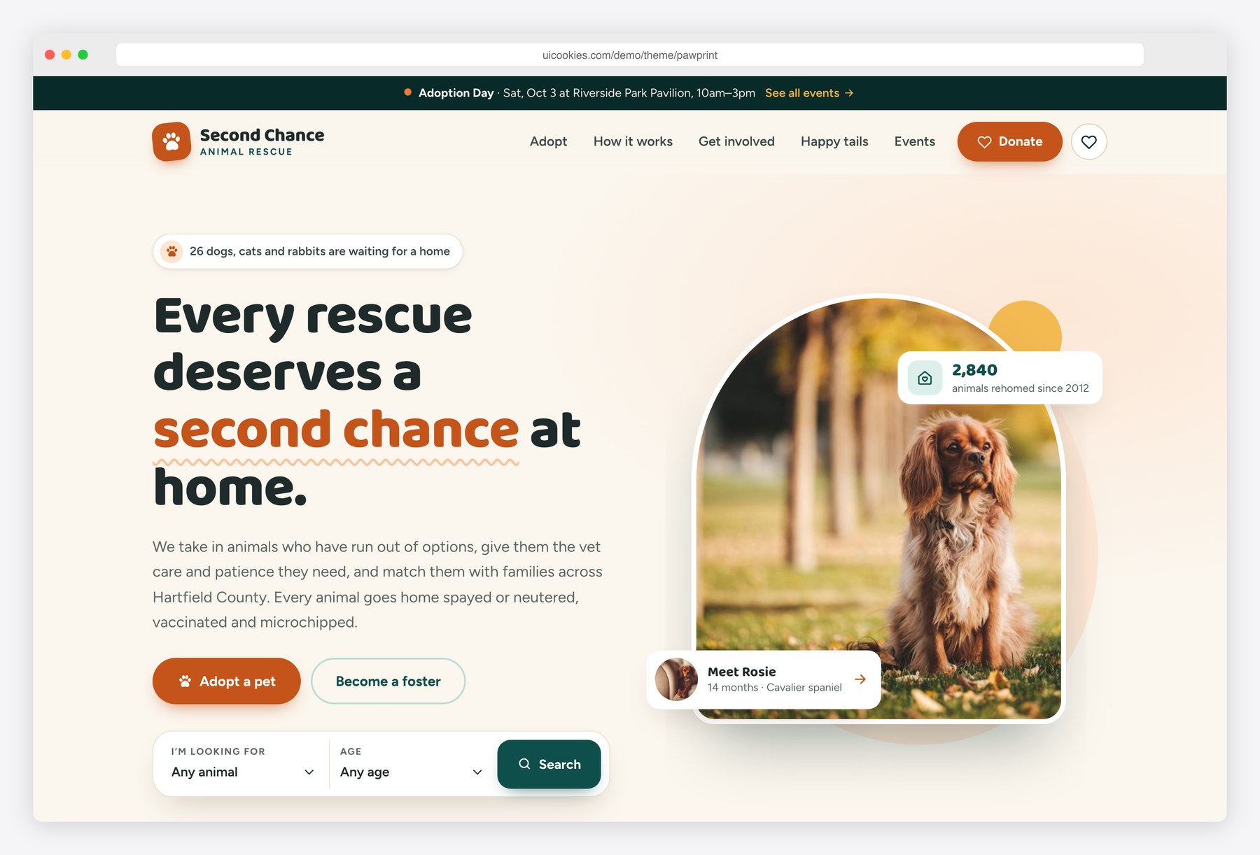 Pawprint — Free Animal Rescue Website Template preview