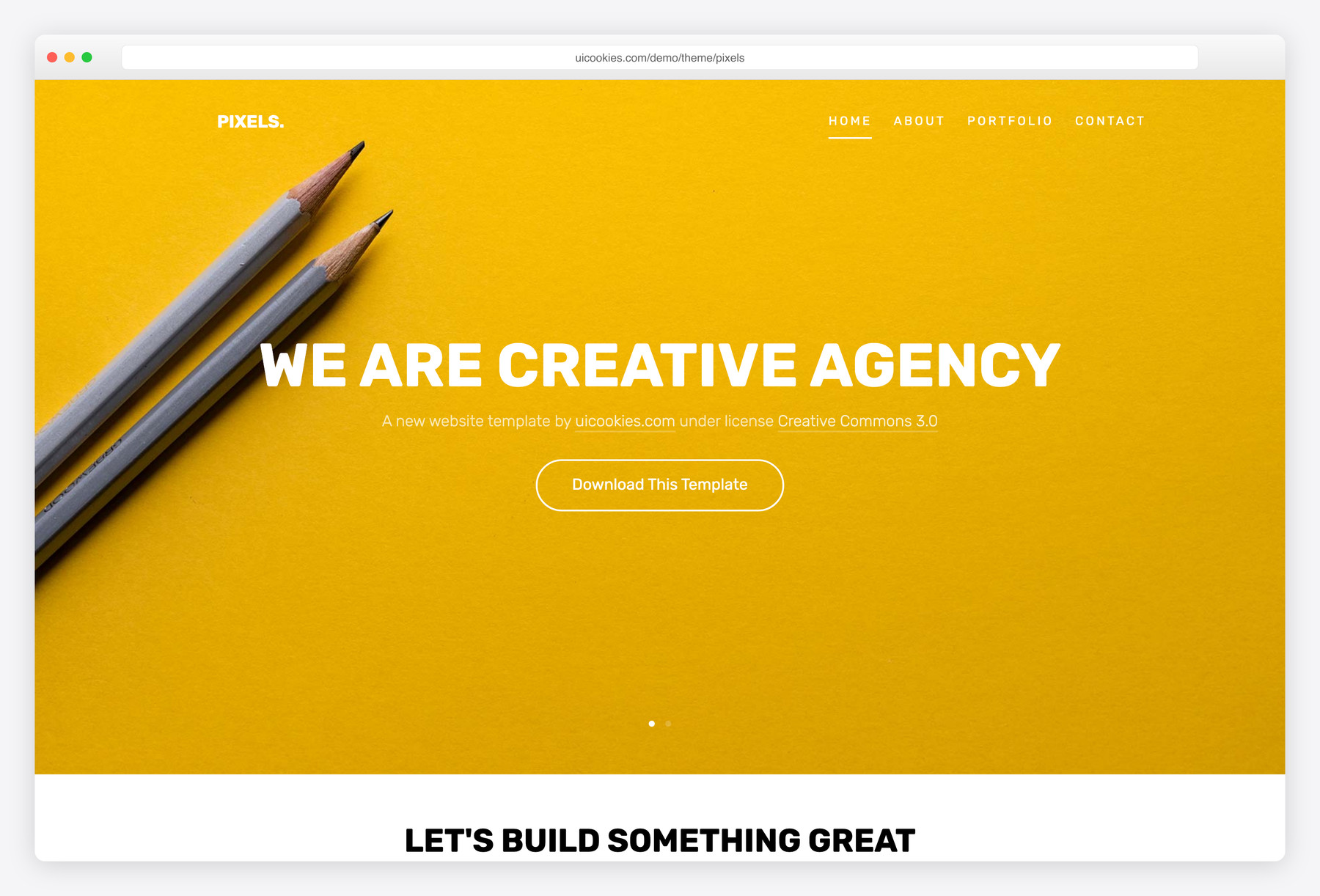 Pixels — free portfolio & resume website template by uiCookies