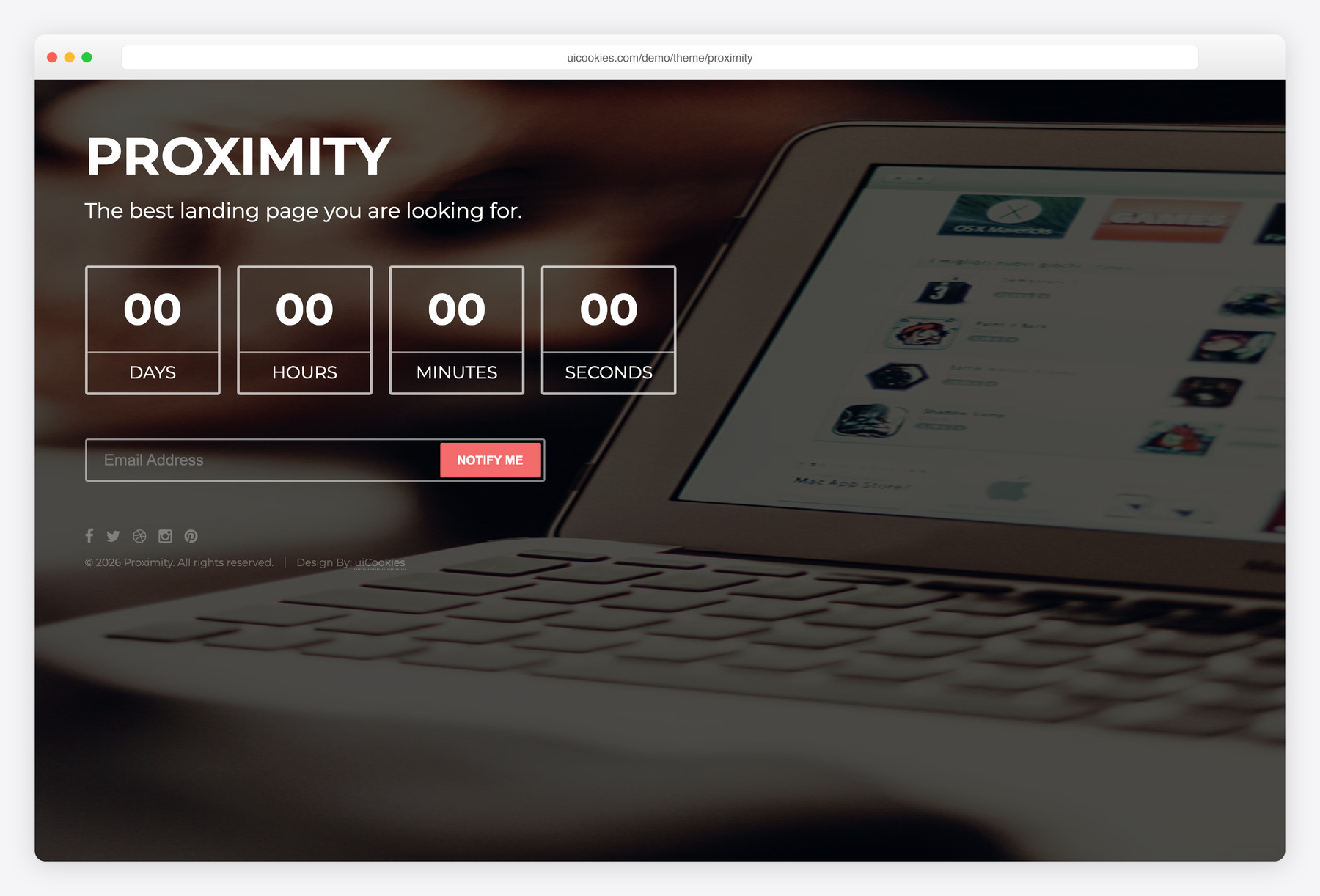 Proximity — free coming soon & extras website template by uiCookies