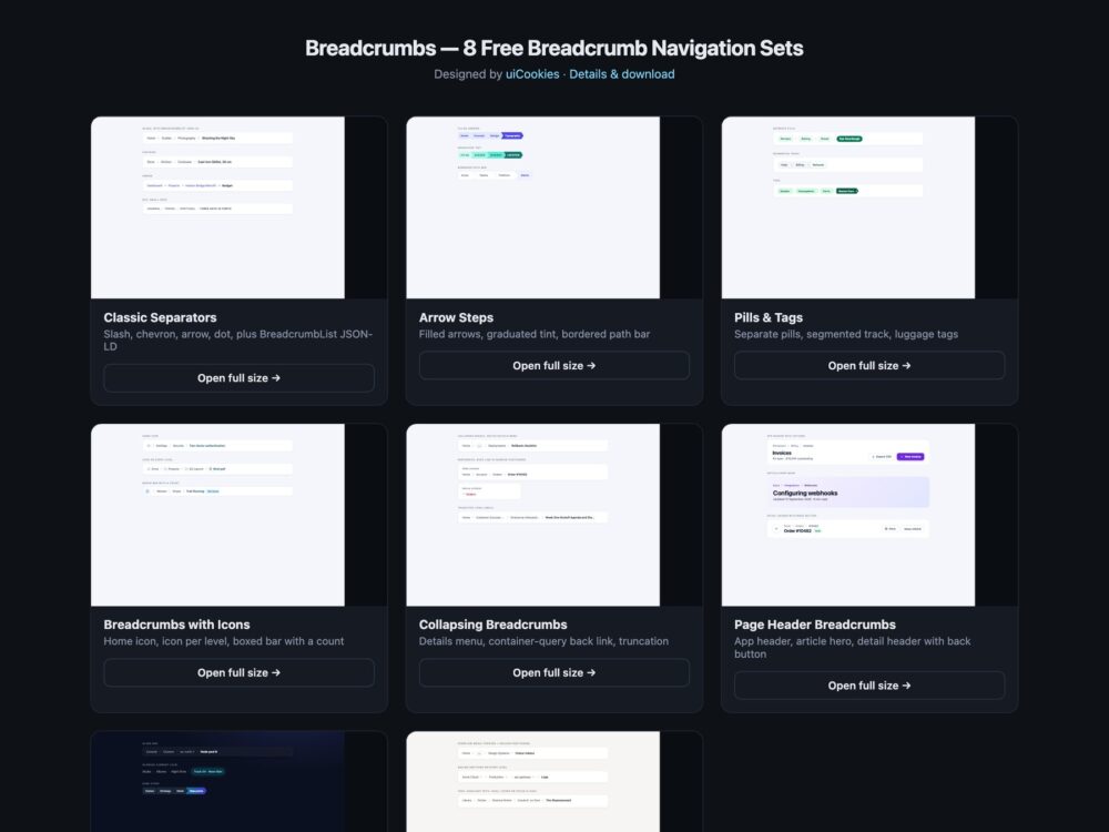 Breadcrumbs — free UI pack by uiCookies