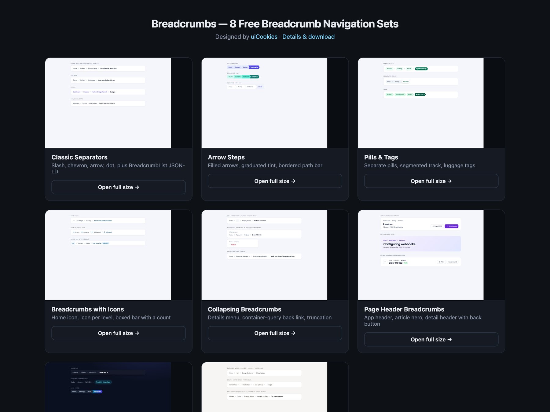 Breadcrumbs — free UI pack by uiCookies