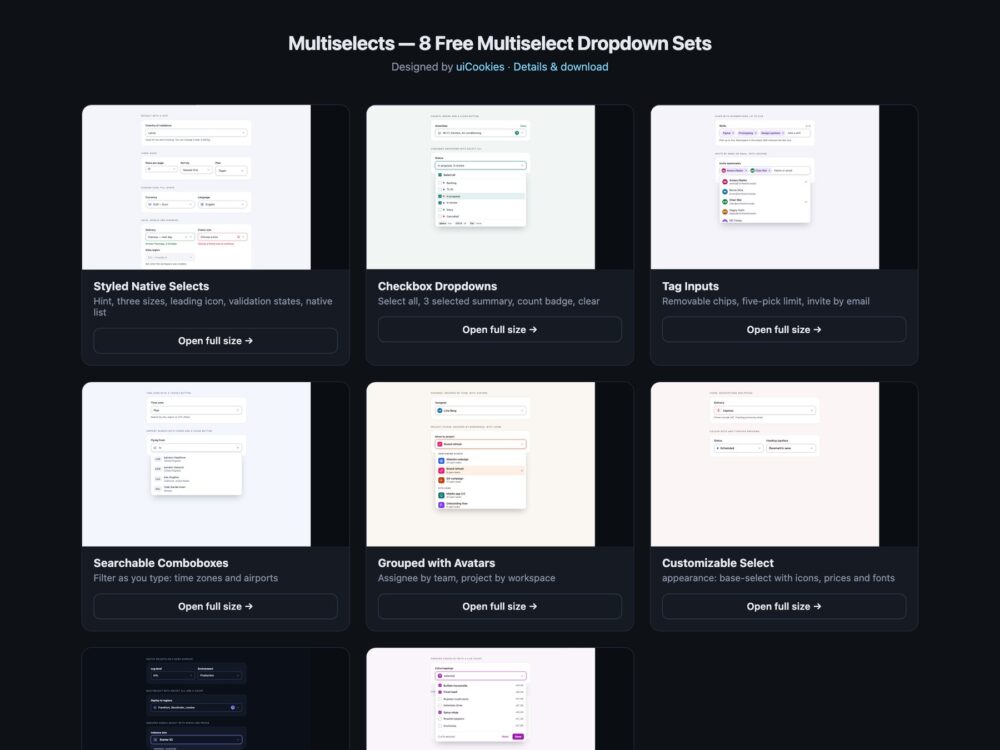Multiselects — free UI pack by uiCookies