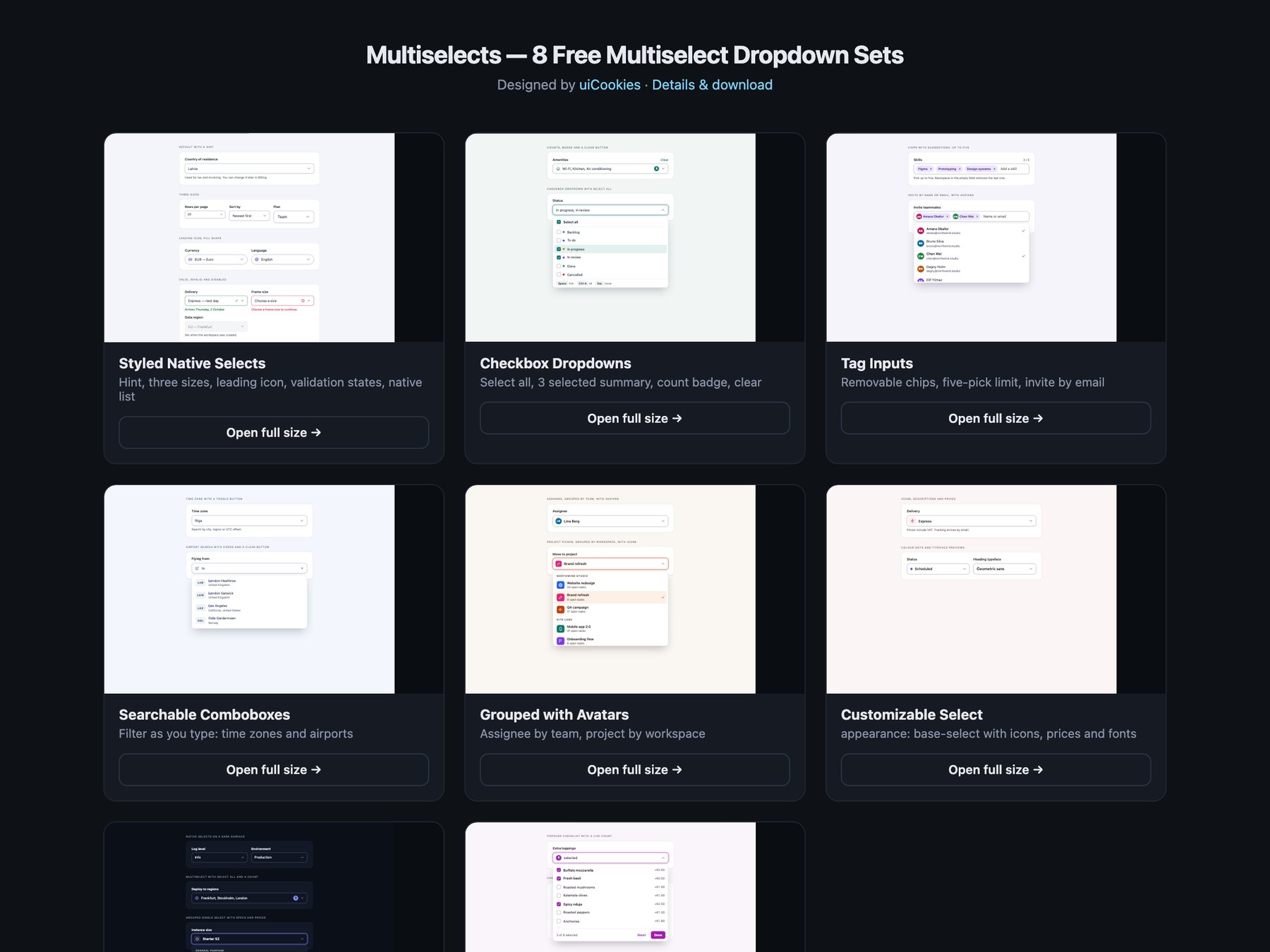 Multiselects — free UI pack by uiCookies