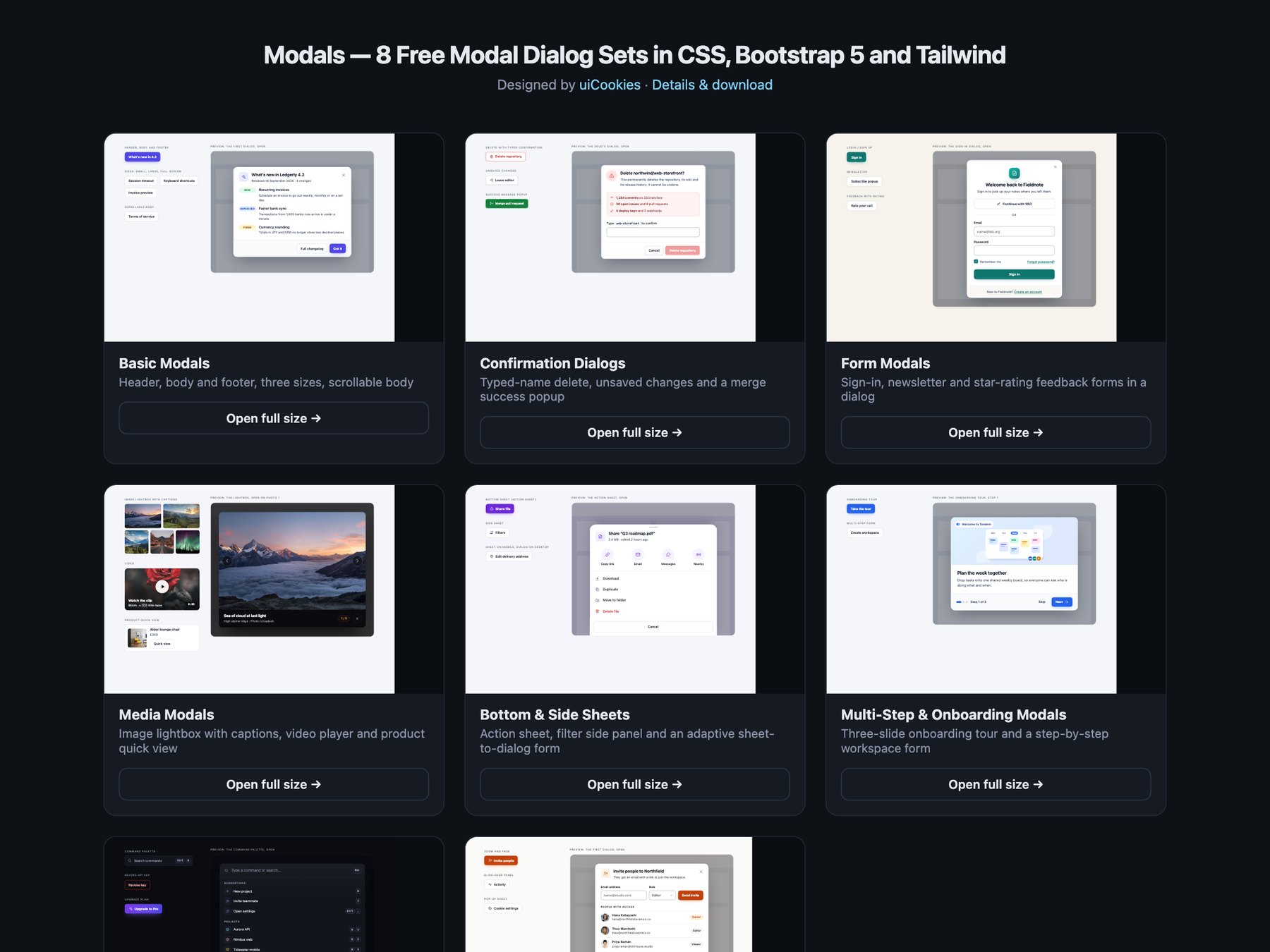 Modals — free UI pack by uiCookies
