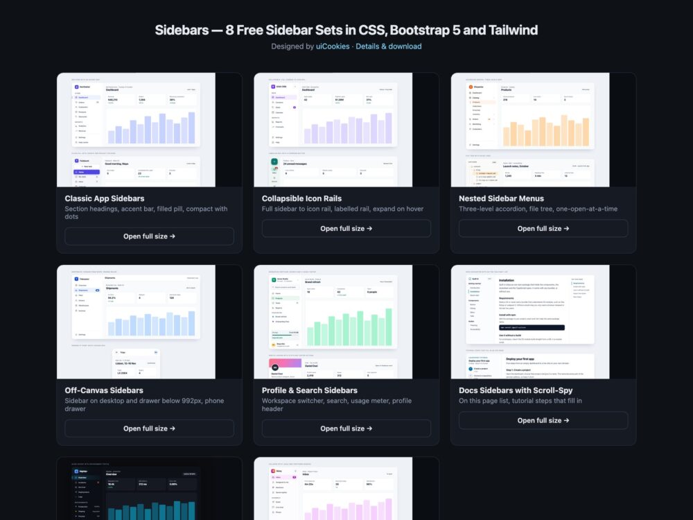 Sidebars — free UI pack by uiCookies