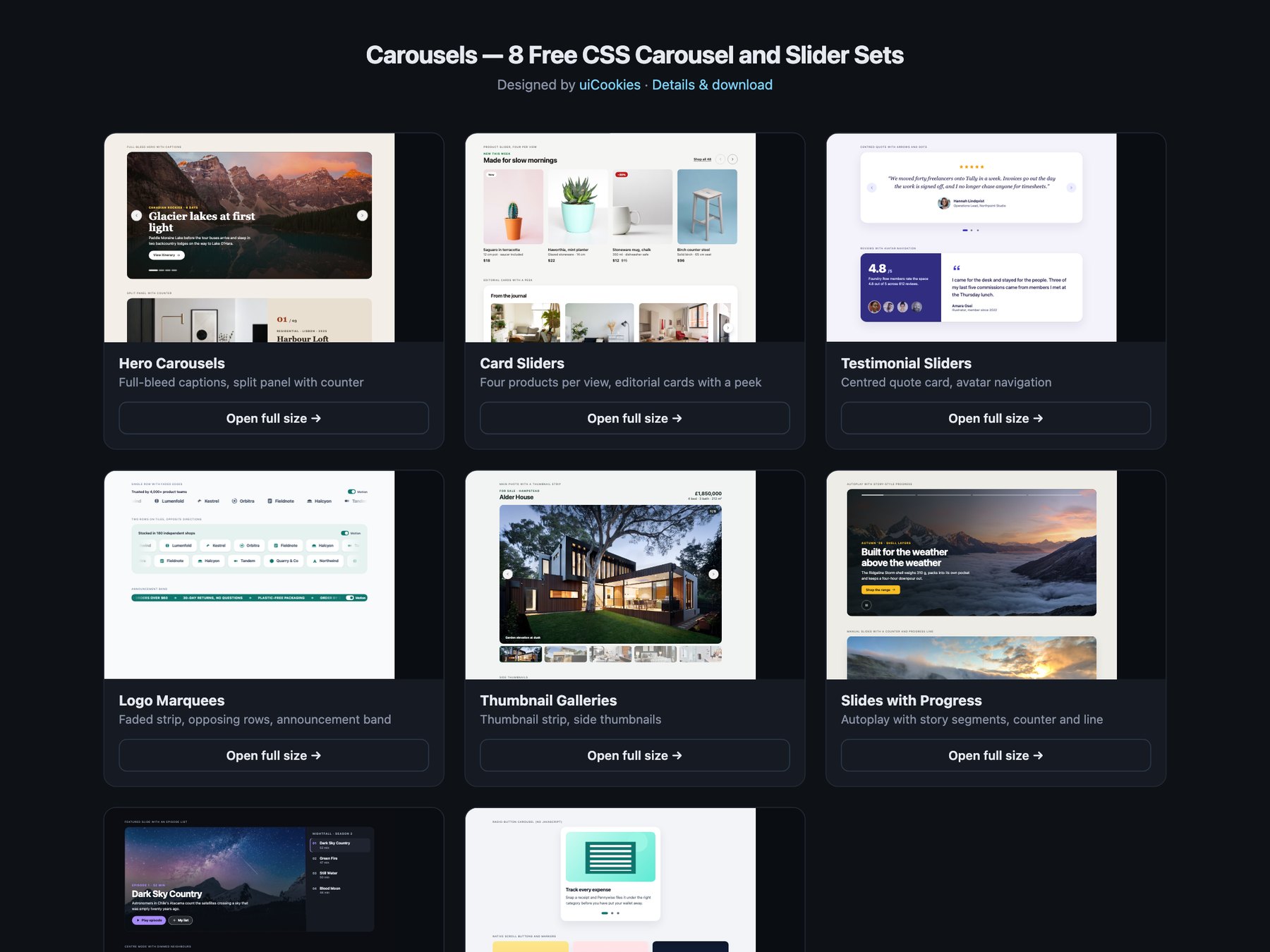 Carousels — free UI pack by uiCookies