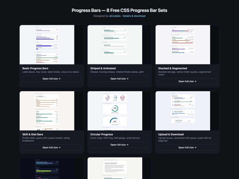Progress Bars — free UI pack by uiCookies