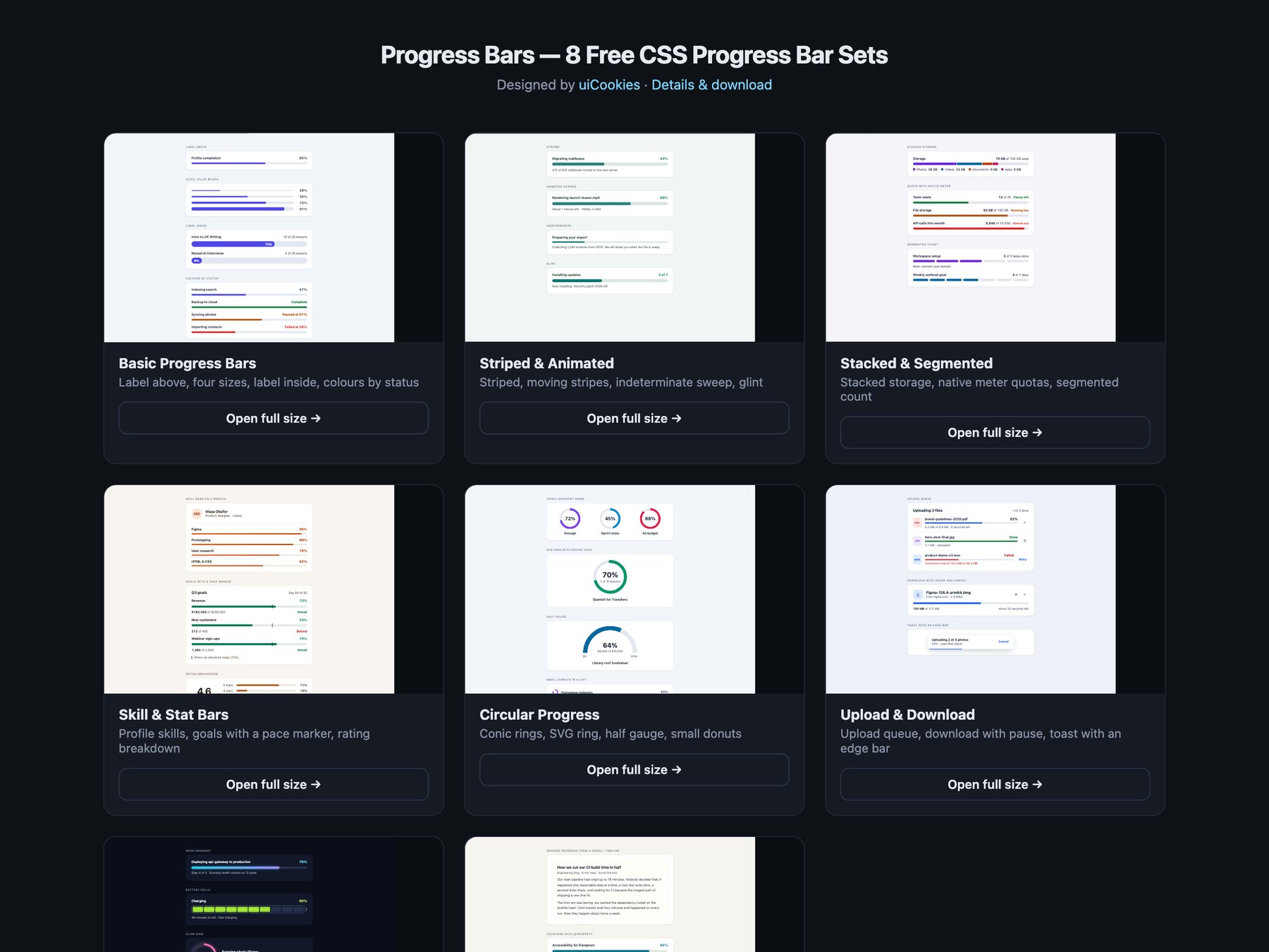 Progress Bars — free UI pack by uiCookies