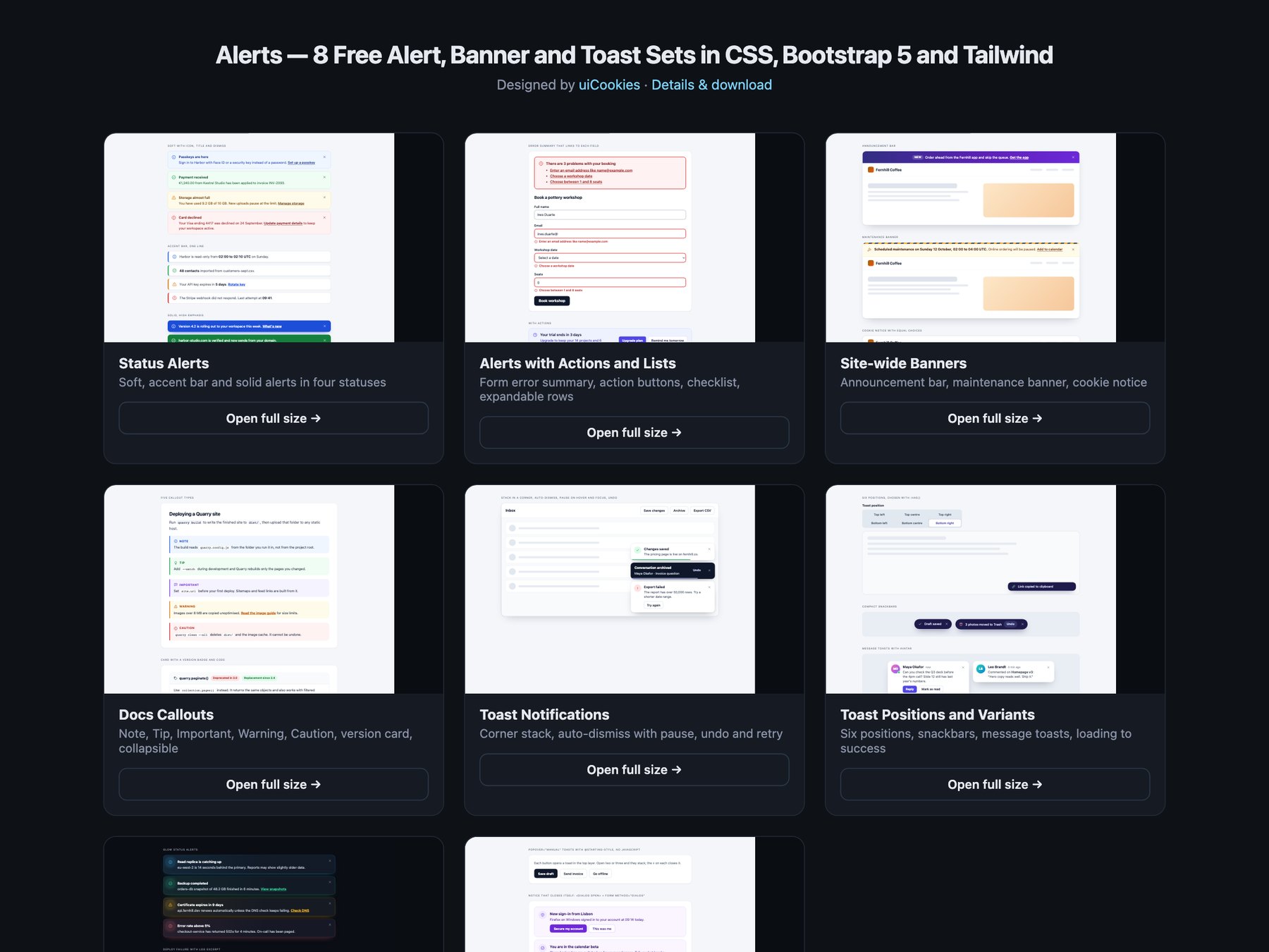 Alerts — free UI pack by uiCookies