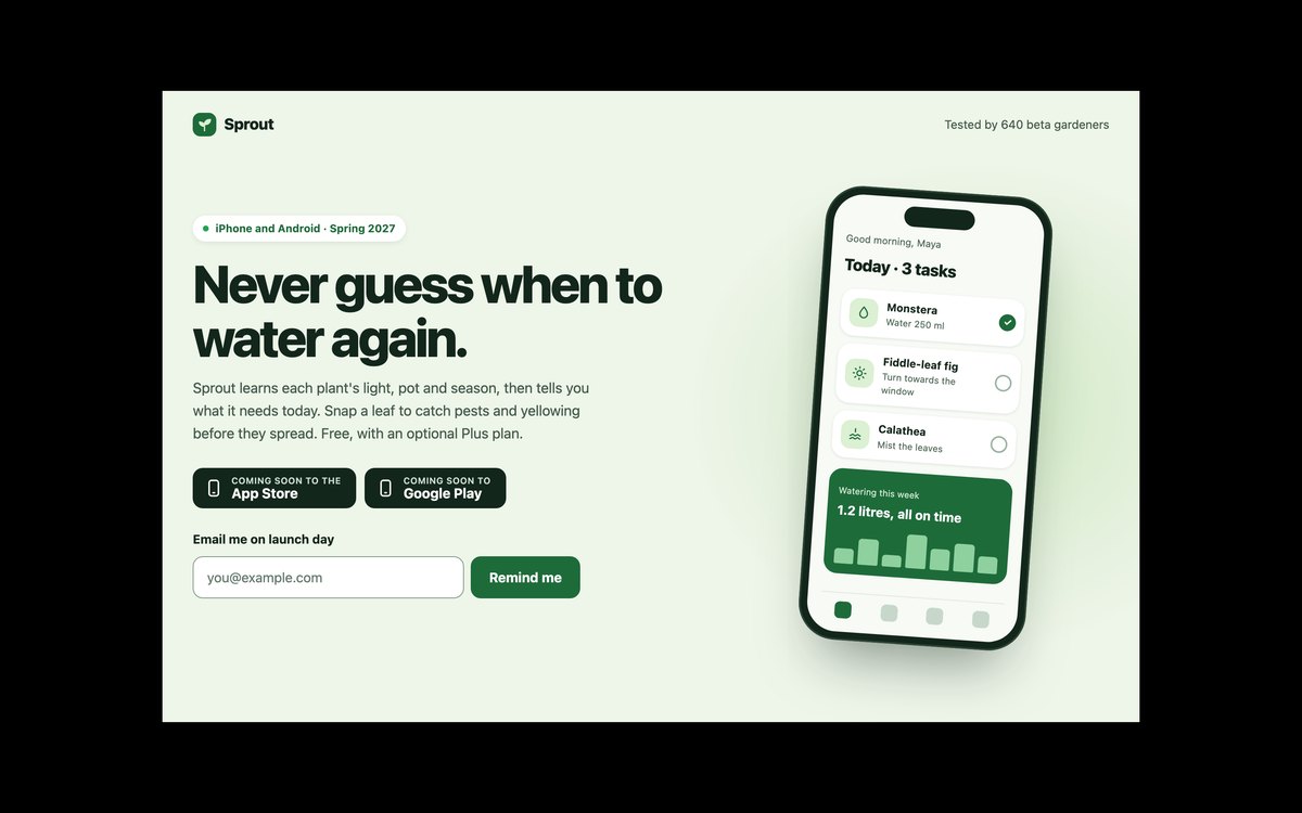 App Pre-Launch Page — free coming soon page snippet in CSS, Bootstrap and Tailwind by uiCookies