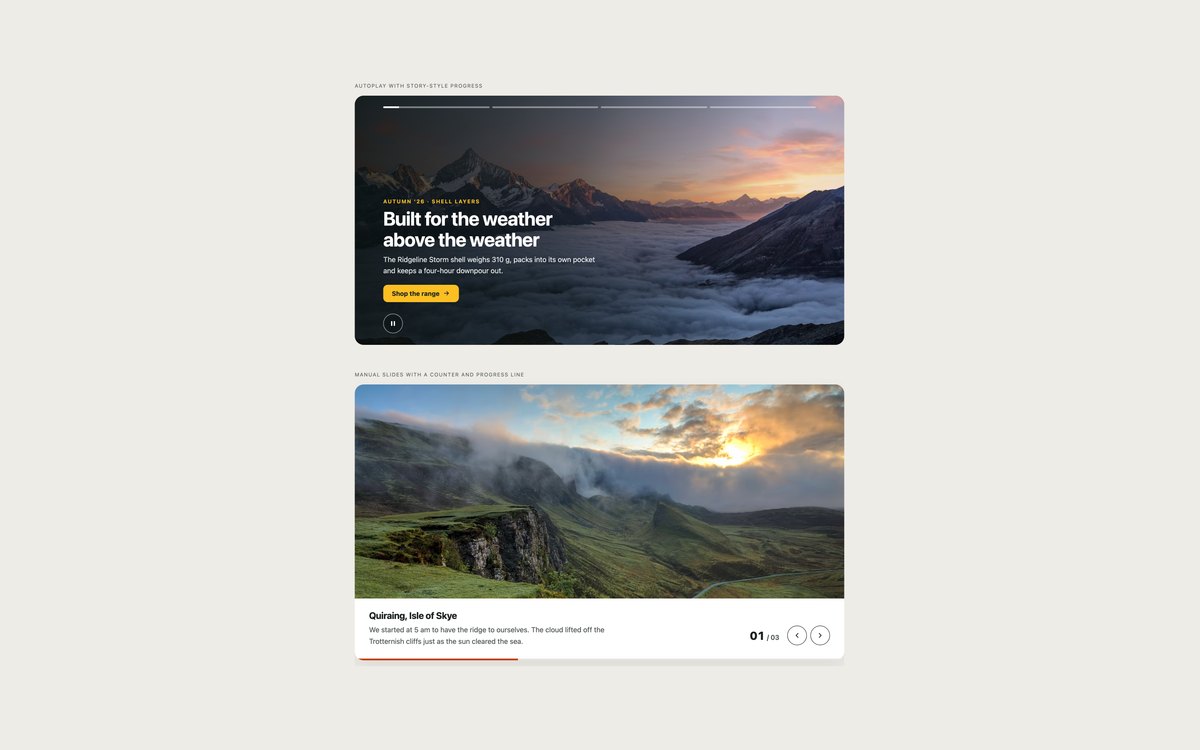 Autoplay Slides with Progress — free carousel snippet in CSS, Bootstrap and Tailwind by uiCookies