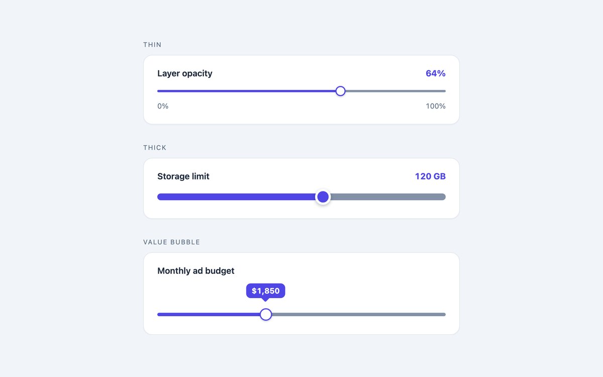 Basic Range Sliders — free range slider snippet in CSS, Bootstrap and Tailwind by uiCookies
