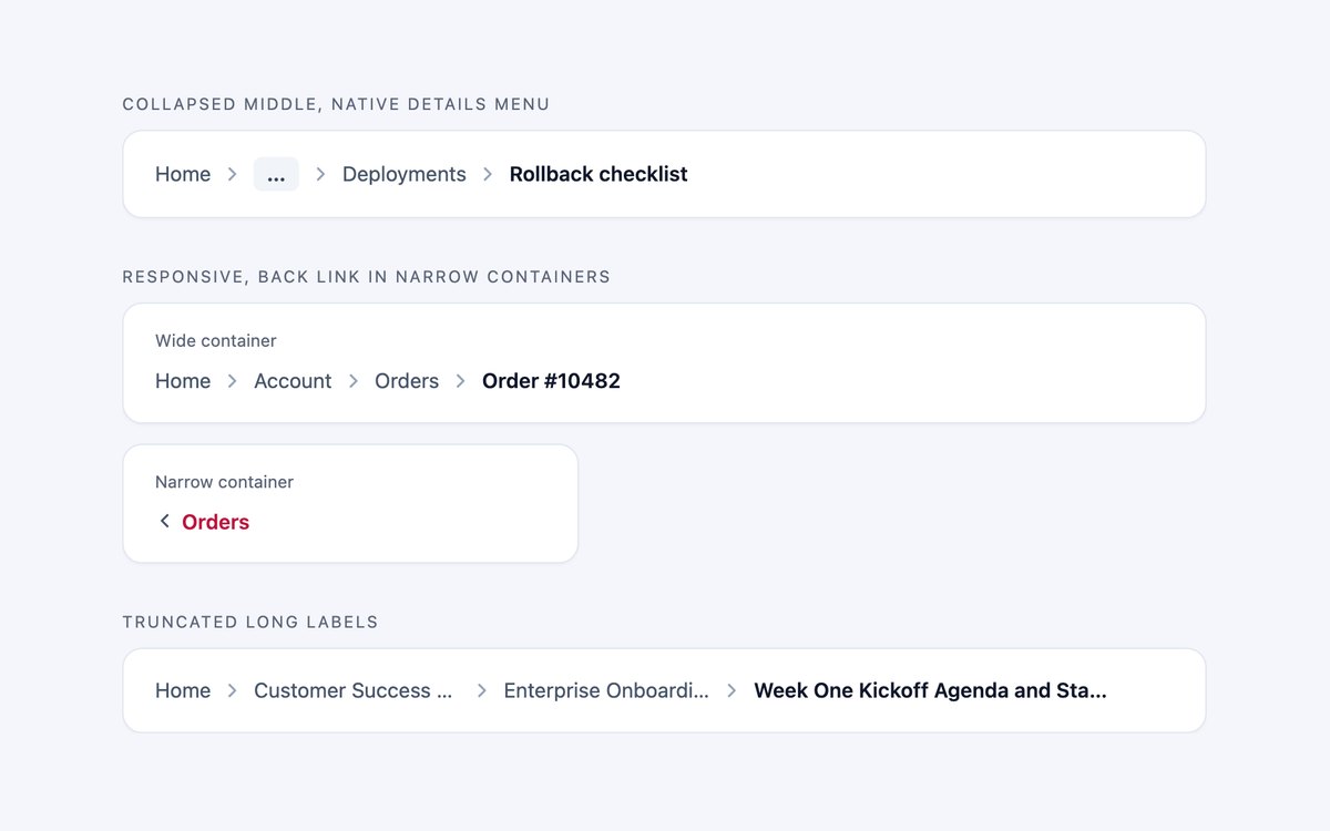 Collapsing Breadcrumbs — free breadcrumb snippet in CSS, Bootstrap and Tailwind by uiCookies