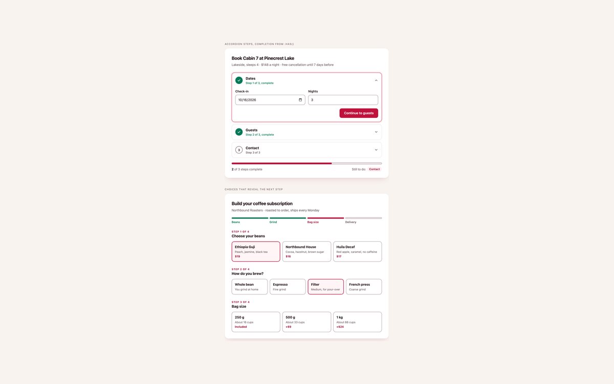 CSS-only Form Wizards — free form wizard snippet in CSS, Bootstrap and Tailwind by uiCookies