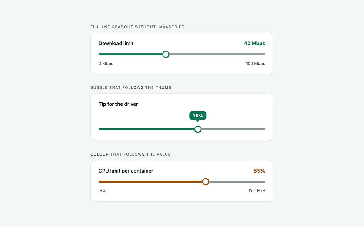 CSS-only Range Sliders — free range slider snippet in CSS, Bootstrap and Tailwind by uiCookies