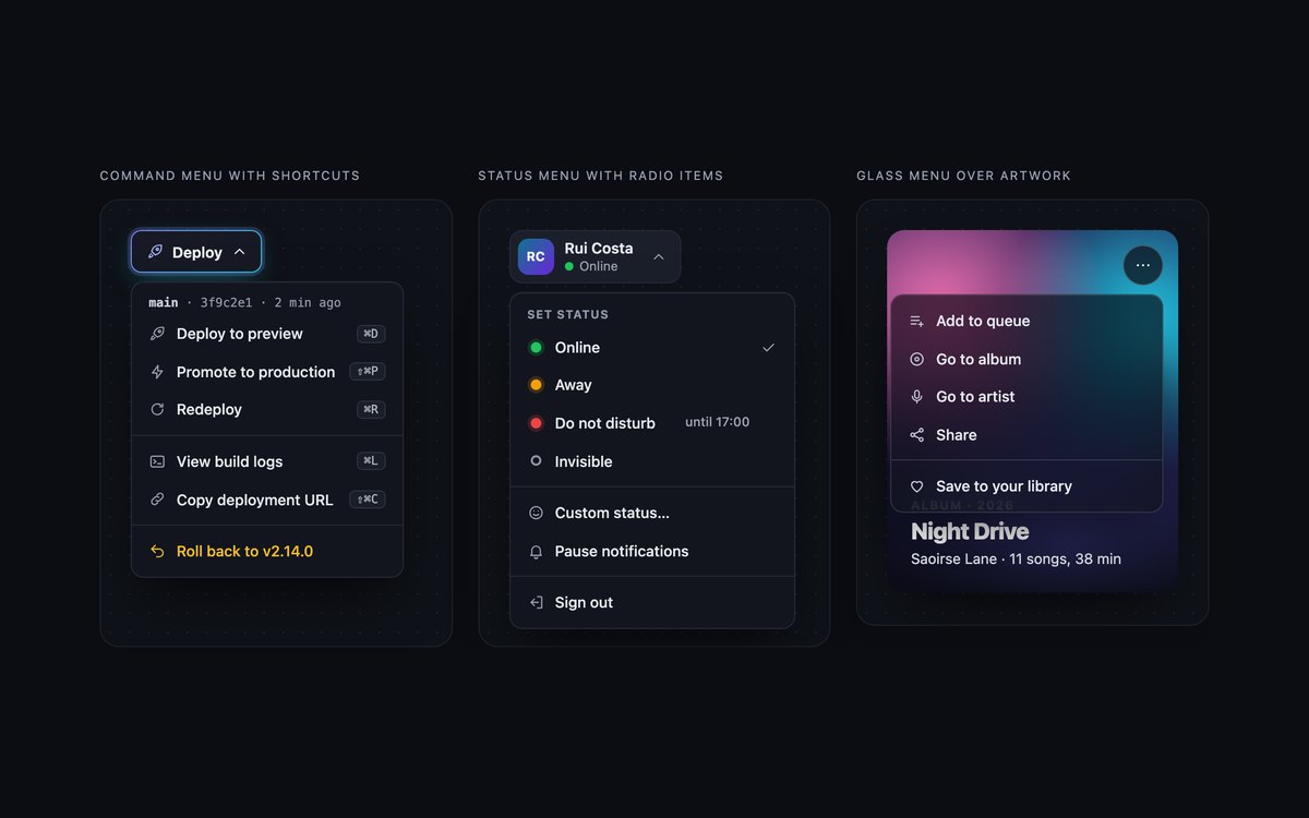 Dark Dropdown Menus — free dropdown menu snippet in CSS, Bootstrap and Tailwind by uiCookies